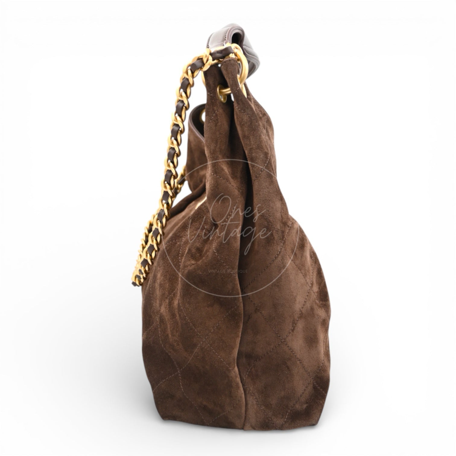 [Unused] Chanel Cruise 25/26 Maxi Suede Calfskin Lambskin Dark Brown Hobo Bag