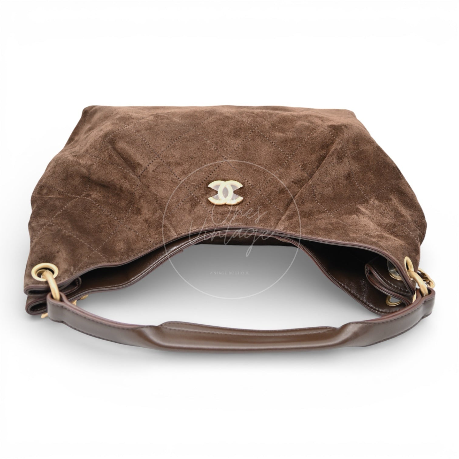 [Unused] Chanel Cruise 25/26 Maxi Suede Calfskin Lambskin Dark Brown Hobo Bag