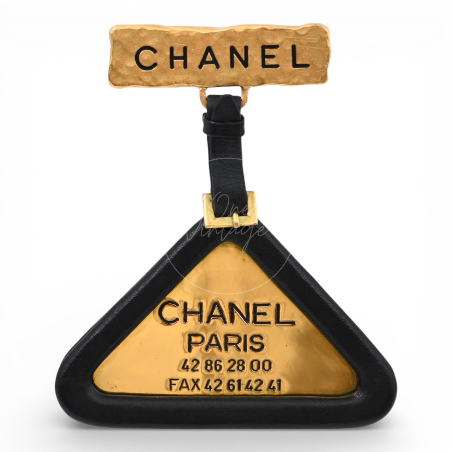 [Pre-owned] Chanel 1990s Triangle Plate Black Golden Brooch