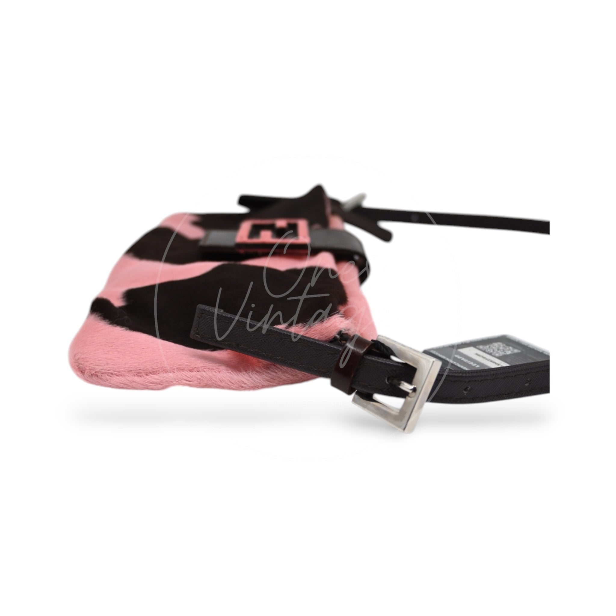 [Pre-Owned] Fendi Pink Cow Print Baguette Shoulder Bag