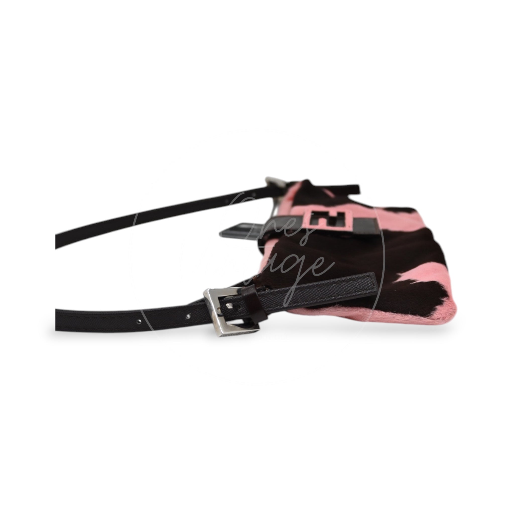 [Pre-Owned] Fendi Pink Cow Print Baguette Shoulder Bag