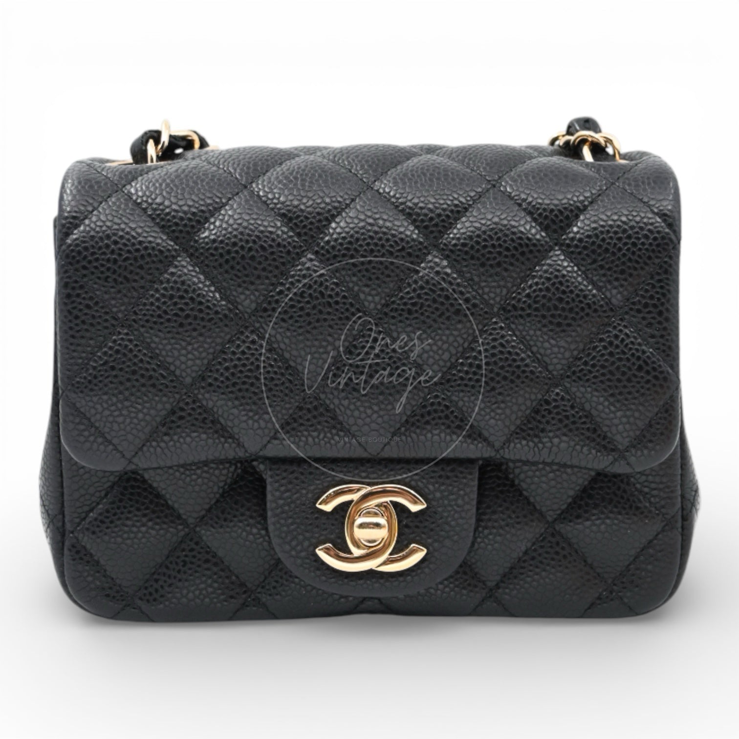 [Pre-owned] Chanel Mini Square Black Caviar Series 25 Flap Bag