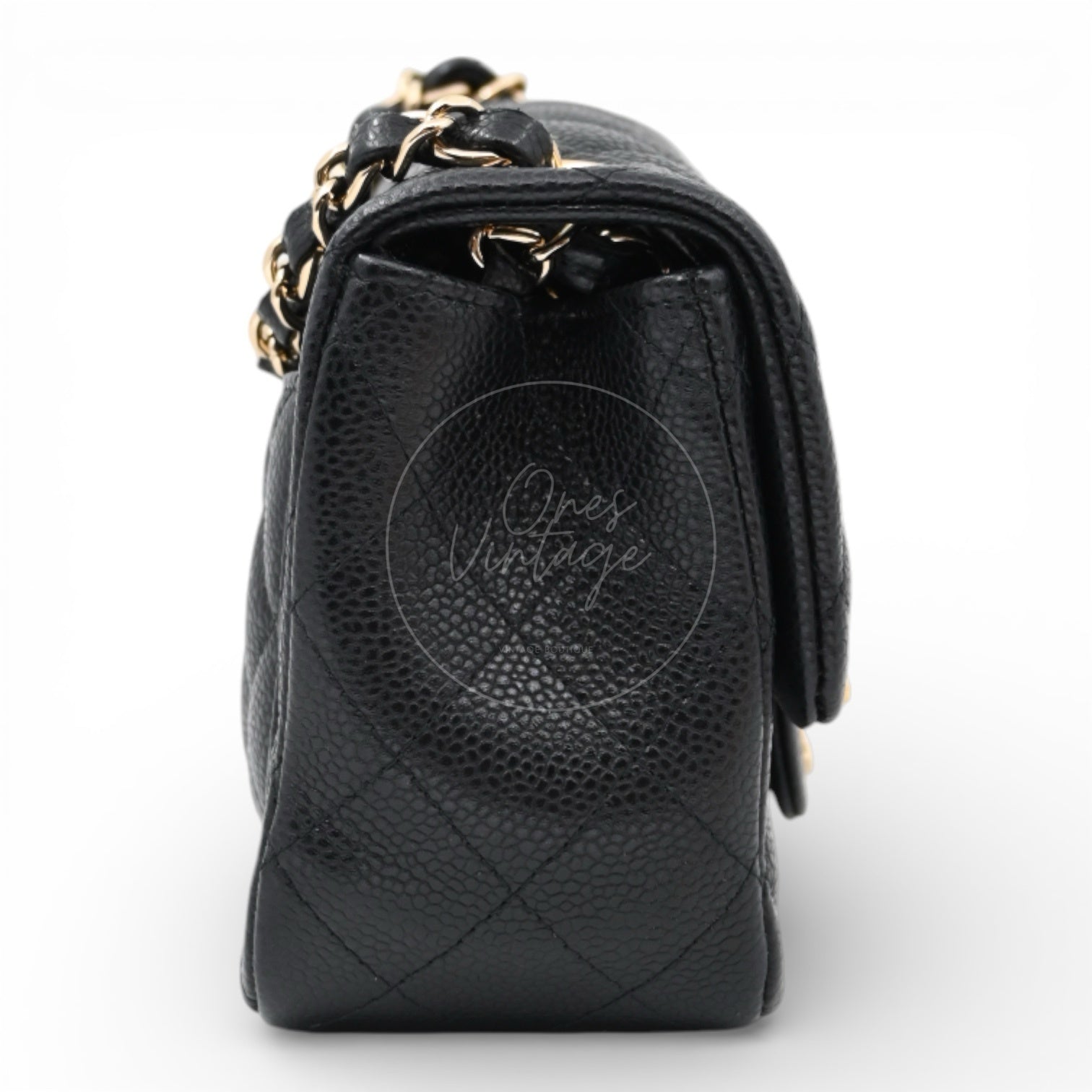 [Pre-owned] Chanel Mini Square Black Caviar Series 25 Flap Bag