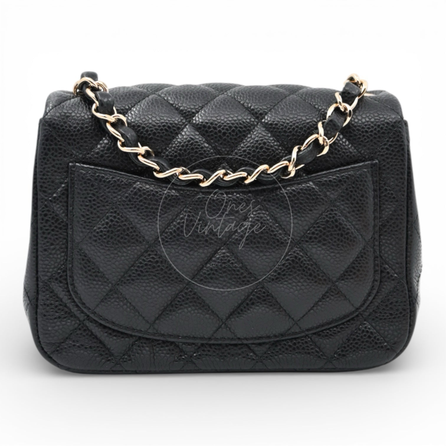 [Pre-owned] Chanel Mini Square Black Caviar Series 25 Flap Bag