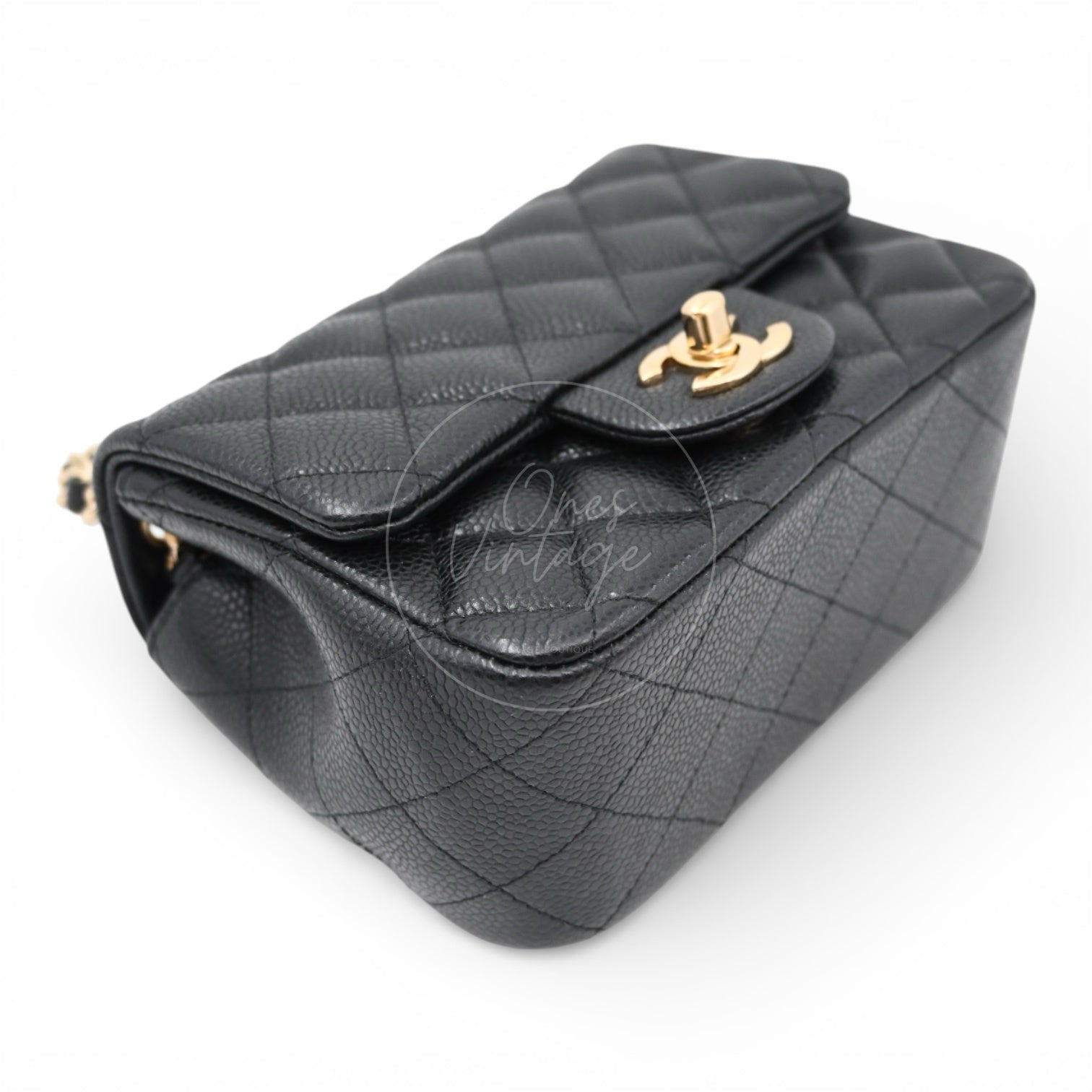 [Pre-owned] Chanel Mini Square Black Caviar Series 25 Flap Bag