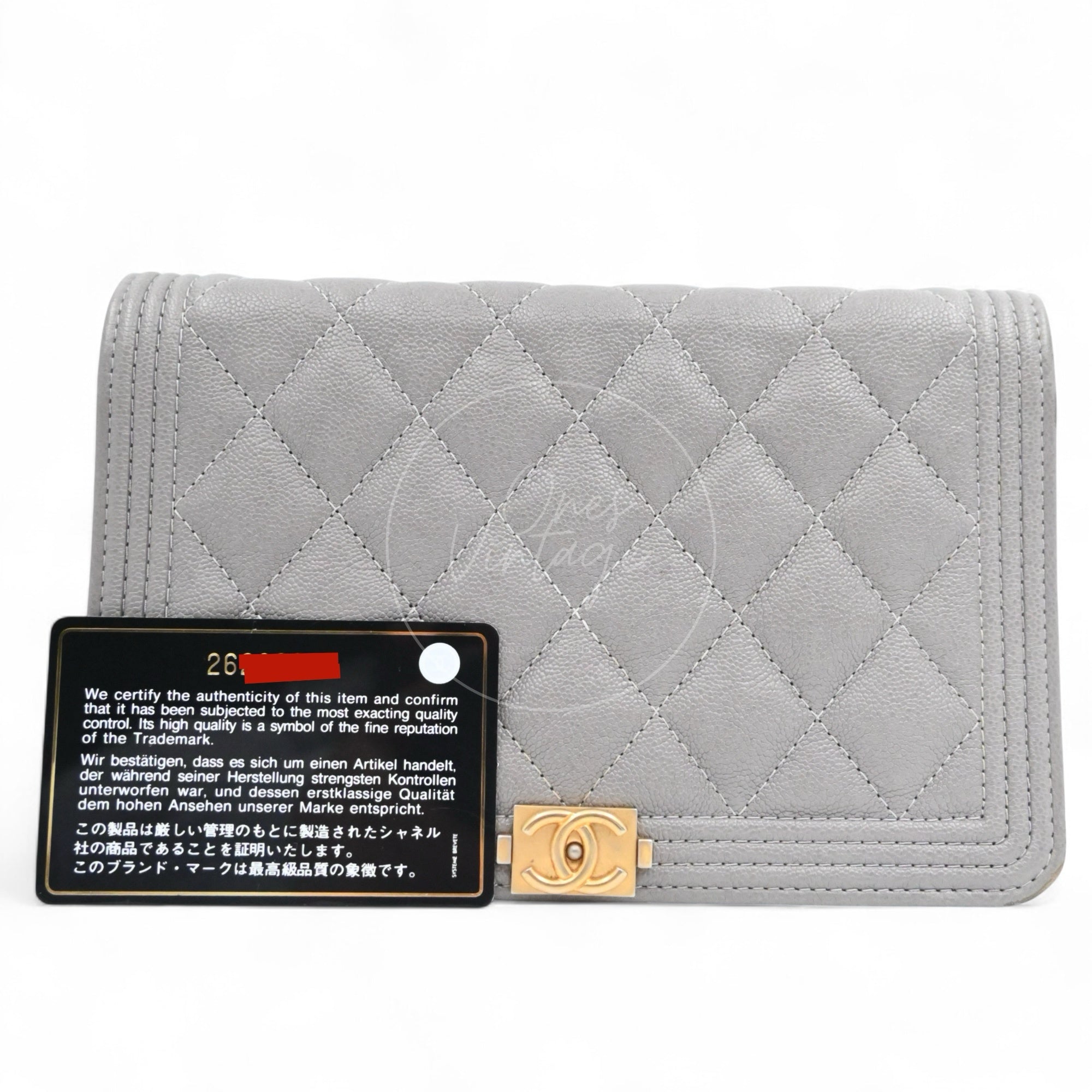 [Pre-owned] Chanel Boy Wallet On Chain WOC Gray Caviar GHW Series 26