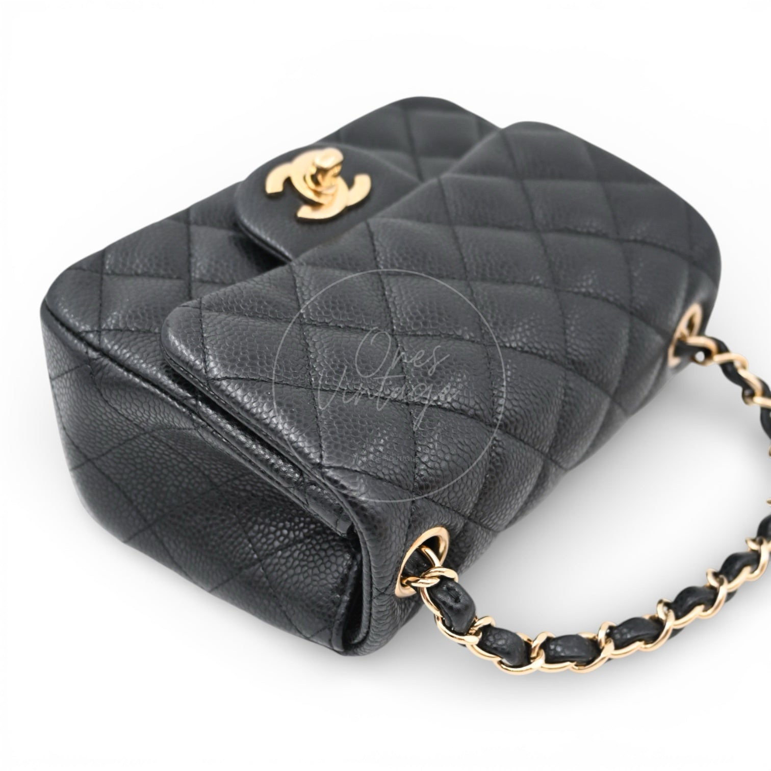 [Pre-owned] Chanel Mini Square Black Caviar Series 25 Flap Bag