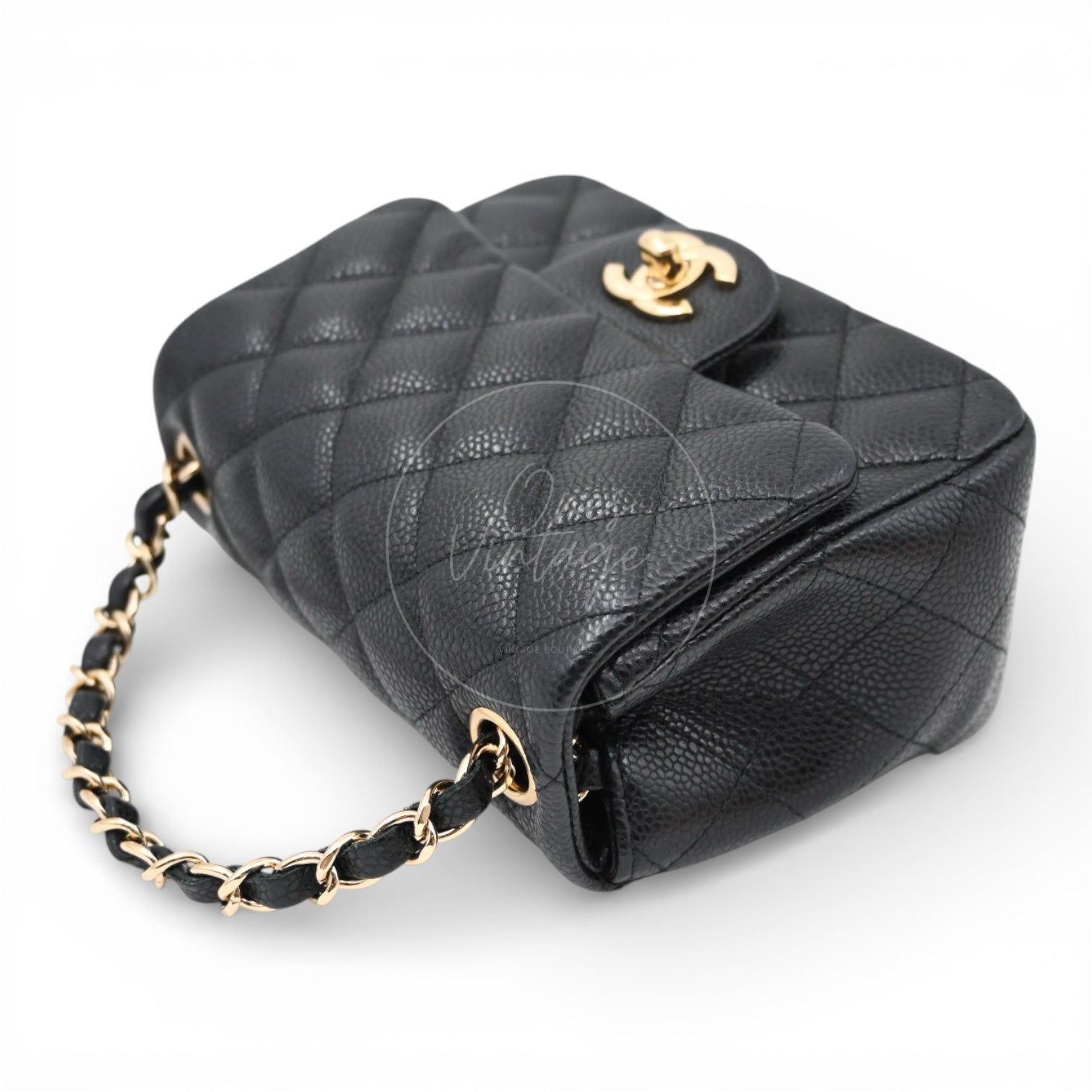 [Pre-owned] Chanel Mini Square Black Caviar Series 25 Flap Bag