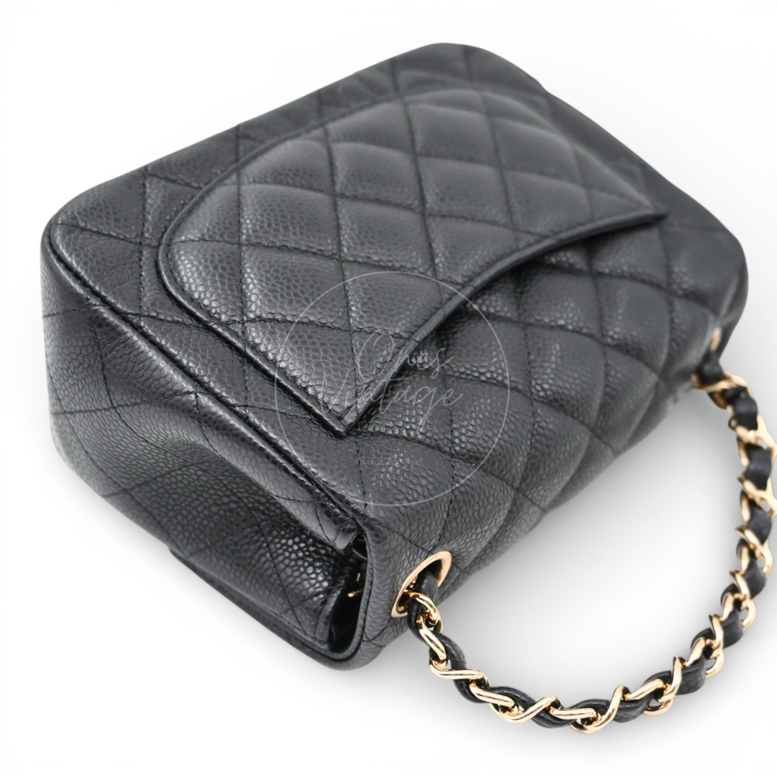 [Pre-owned] Chanel Mini Square Black Caviar Series 25 Flap Bag