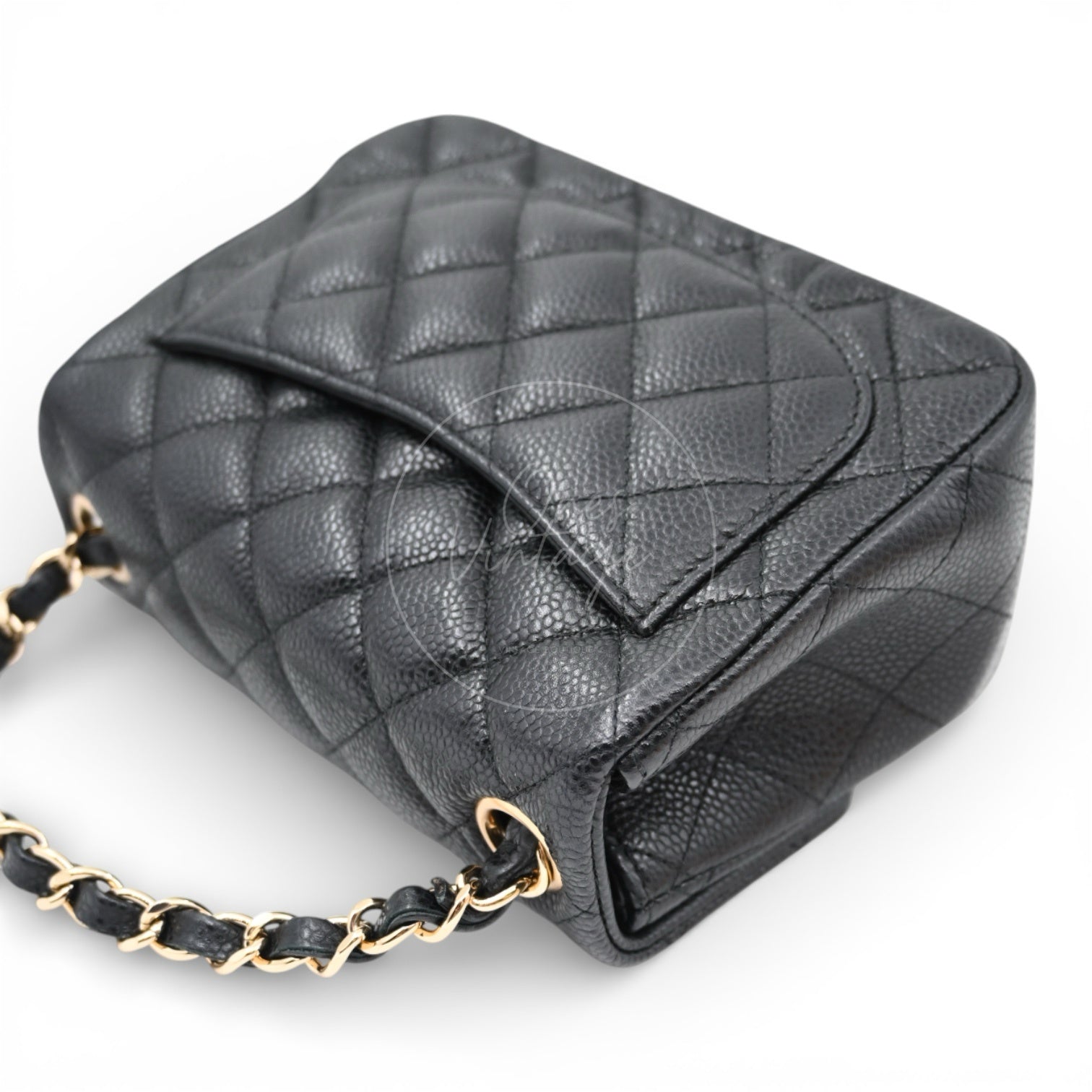 [Pre-owned] Chanel Mini Square Black Caviar Series 25 Flap Bag