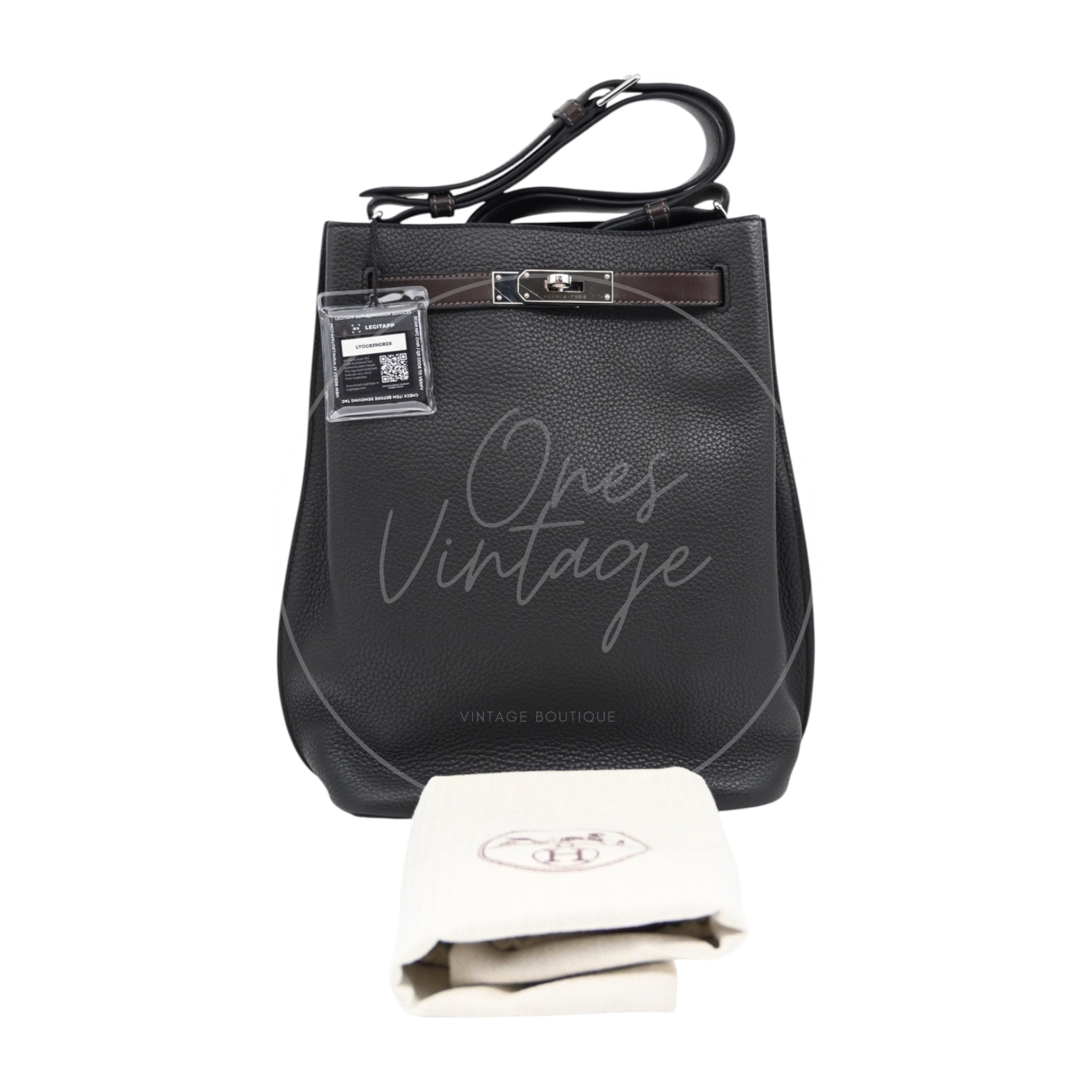 [Pre-owned] Hermes So Kelly 22 Black x Ebene