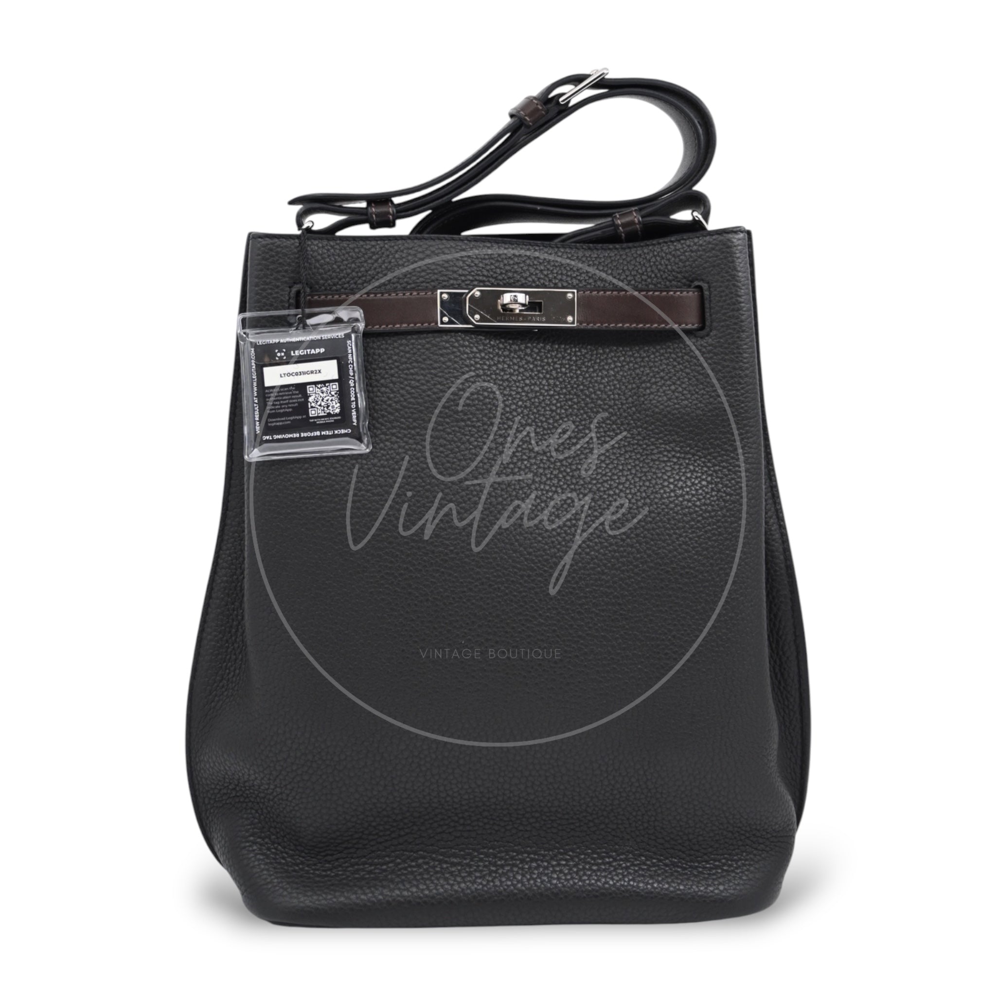 [Pre-owned] Hermes So Kelly 22 Black x Ebene