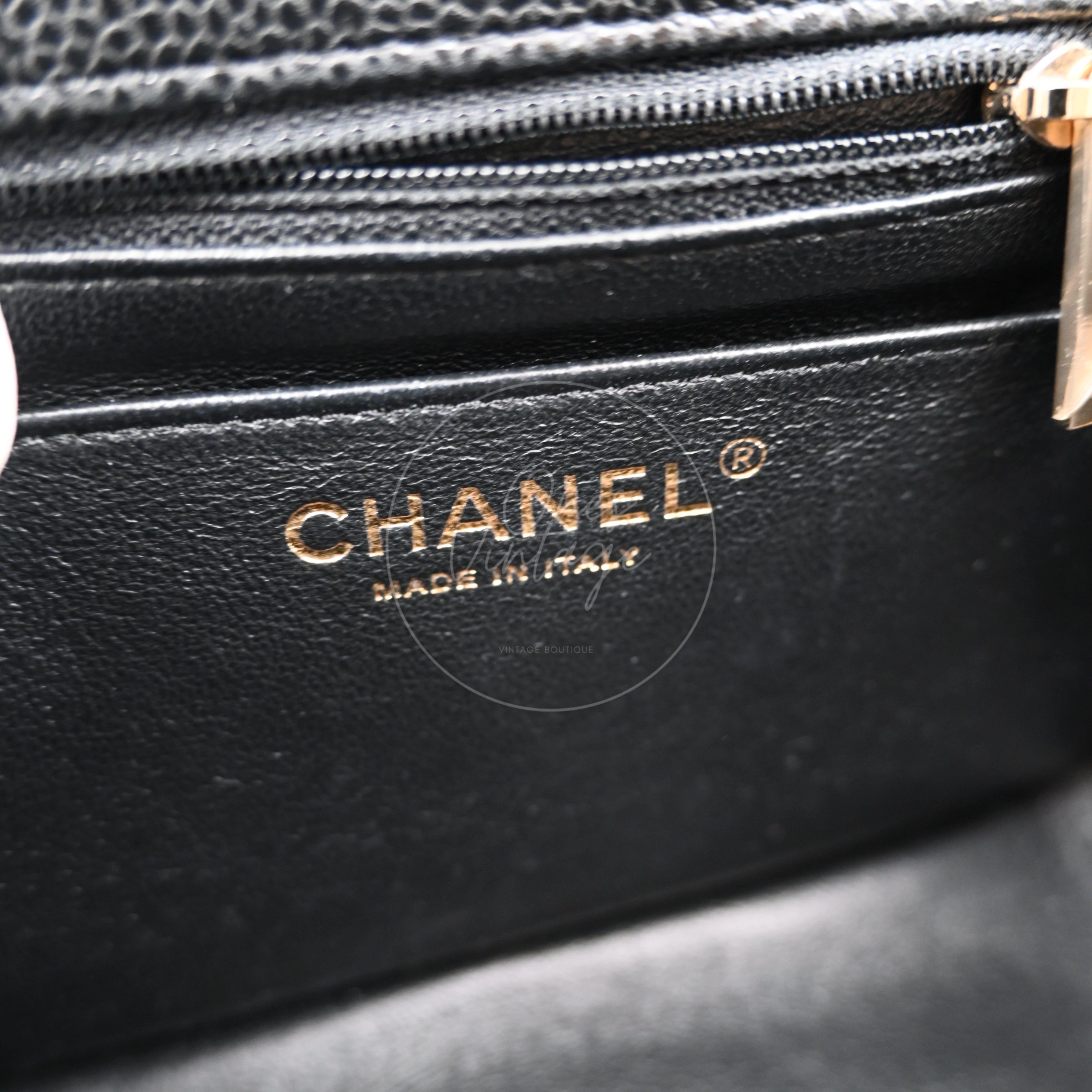 [Pre-owned] Chanel Mini Square Black Caviar Series 25 Flap Bag