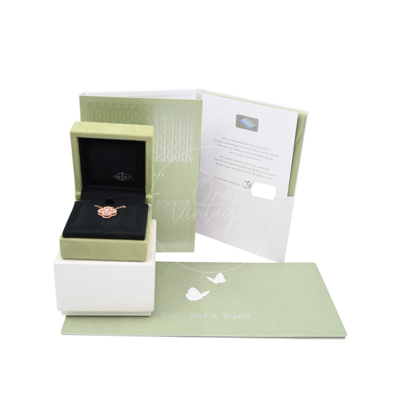 [Unused] Van Cleef & Arpels Vintage Alhambra Pendant Rose Gold Pink Mother of Pearl Diamond