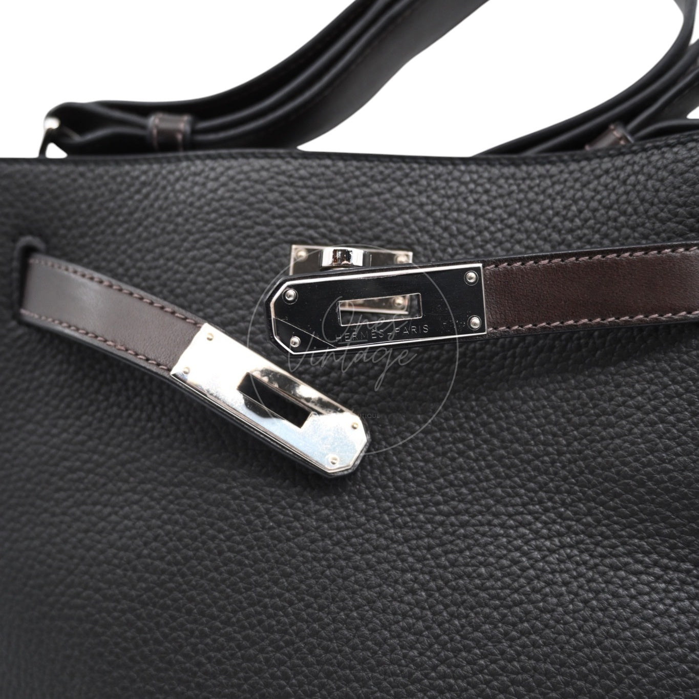 [Pre-owned] Hermes So Kelly 22 Black x Ebene