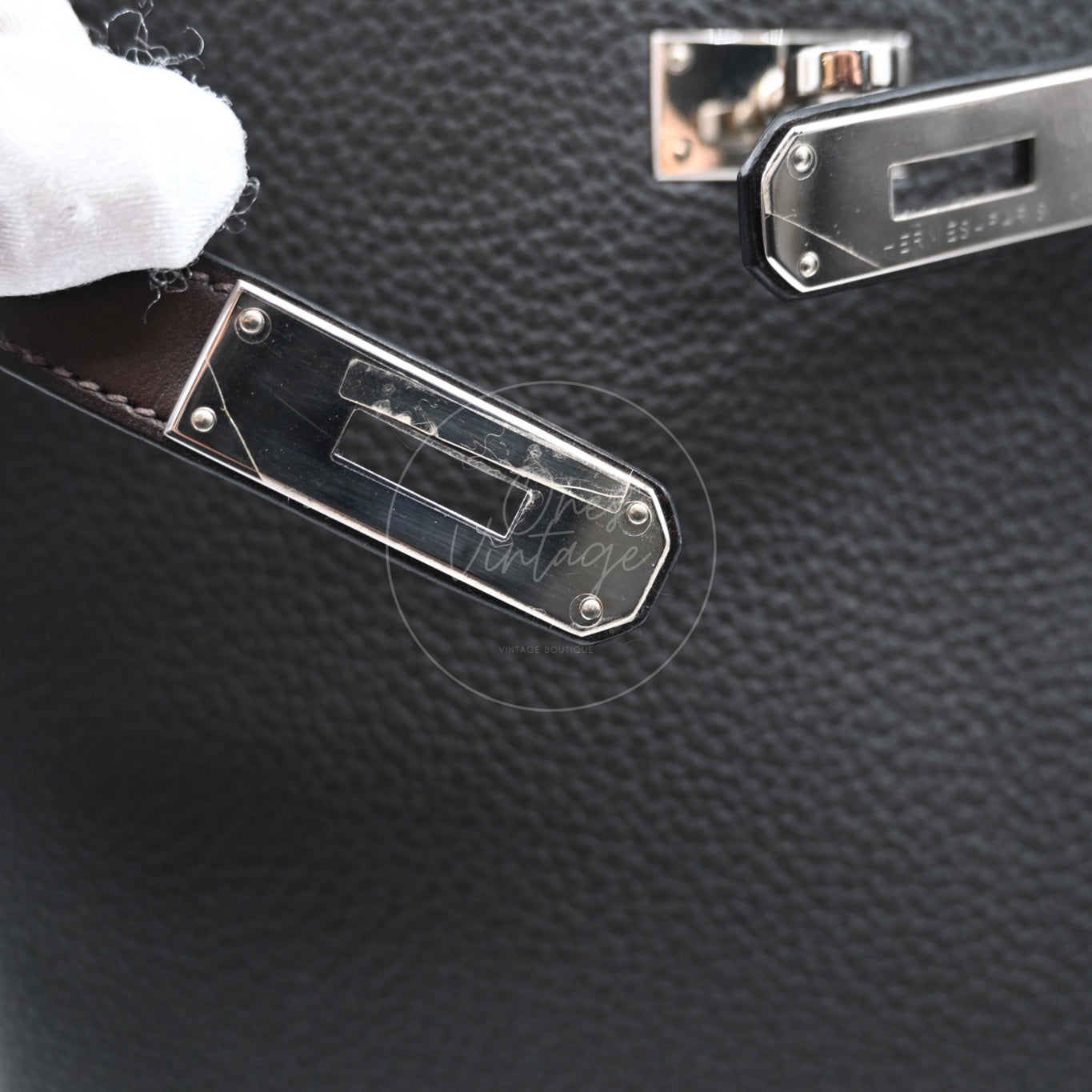 [Pre-owned] Hermes So Kelly 22 Black x Ebene