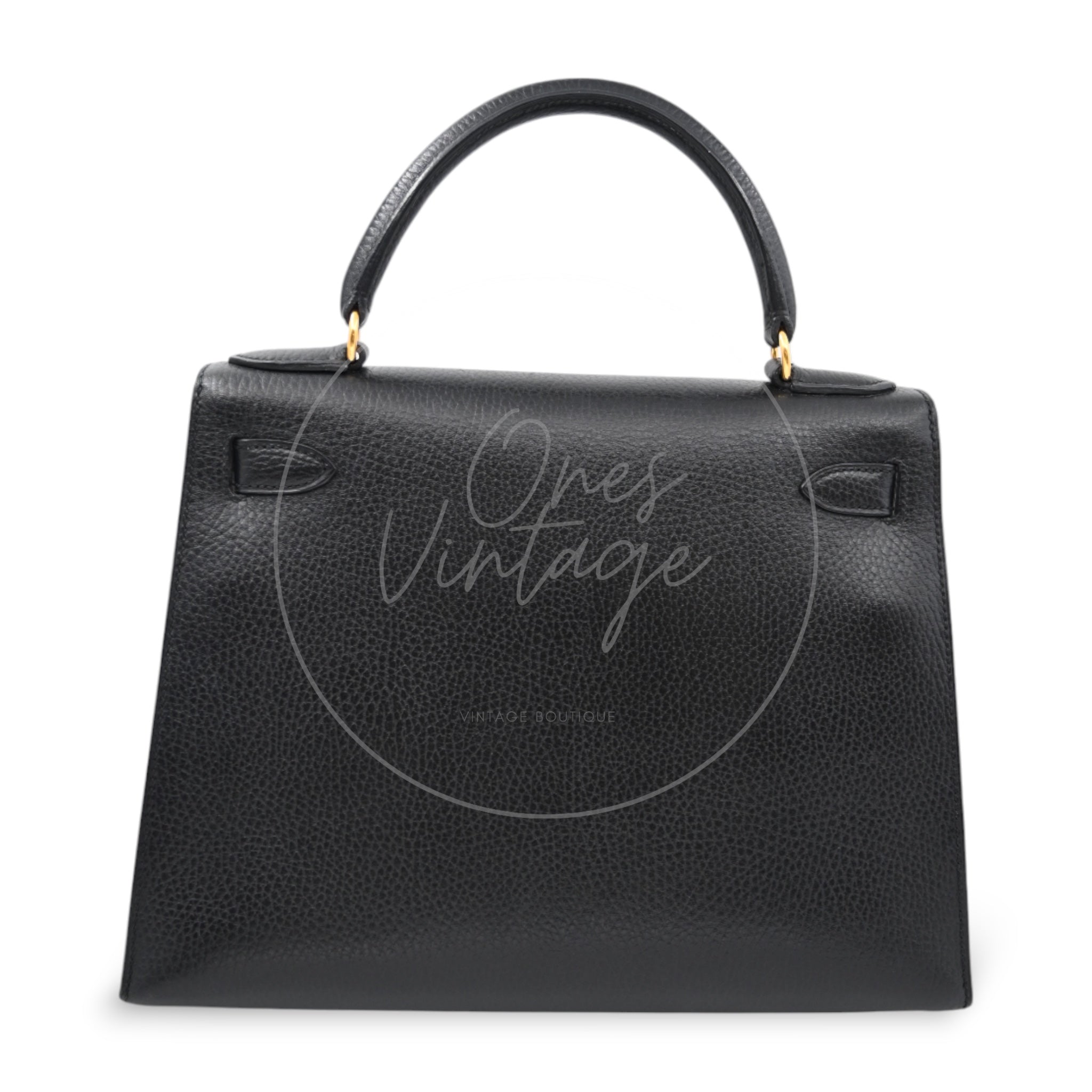 [Pre-owned Hermes Kelly 28 K28 Black Ardennes Stamp Square C handbag