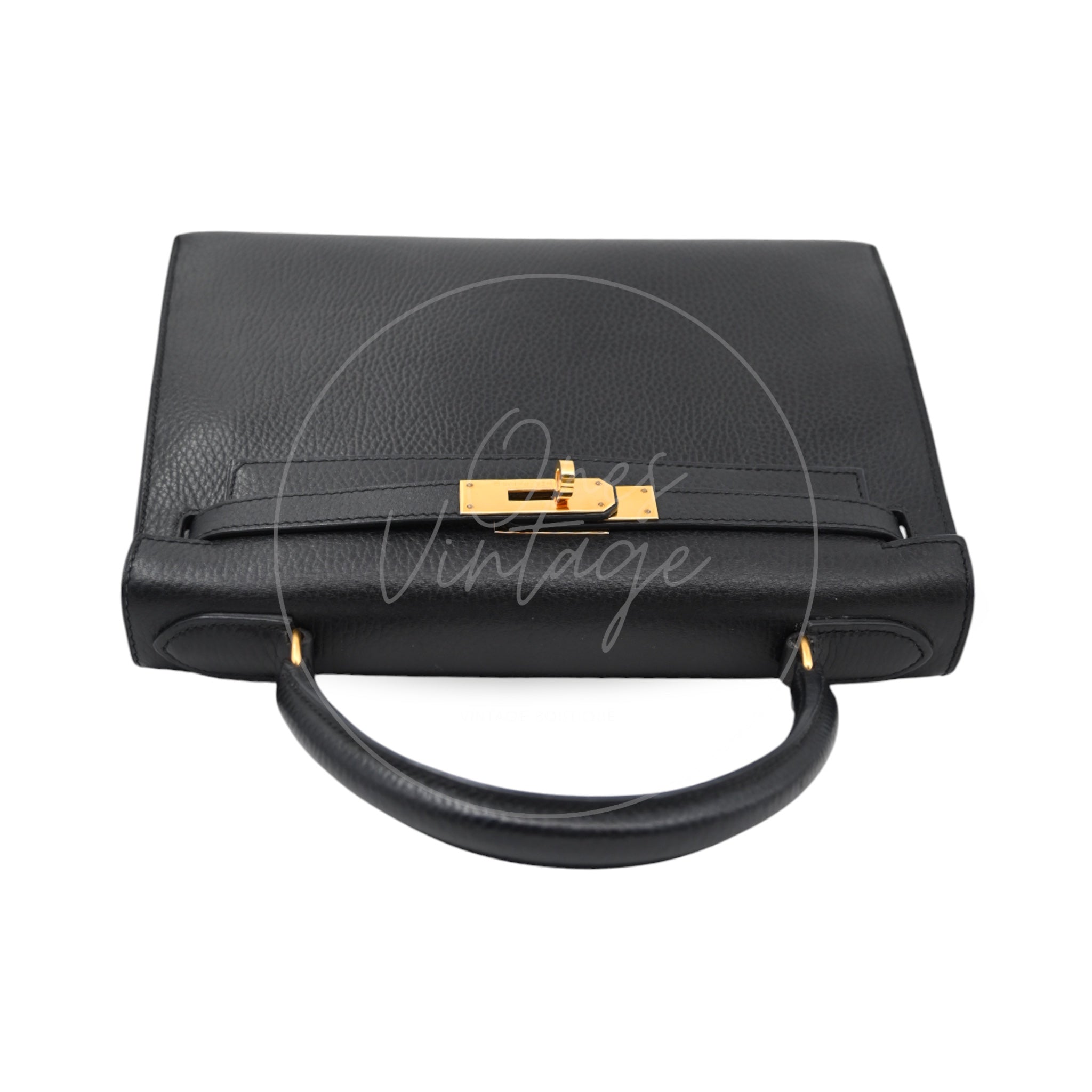 [Pre-owned Hermes Kelly 28 K28 Black Ardennes Stamp Square C handbag