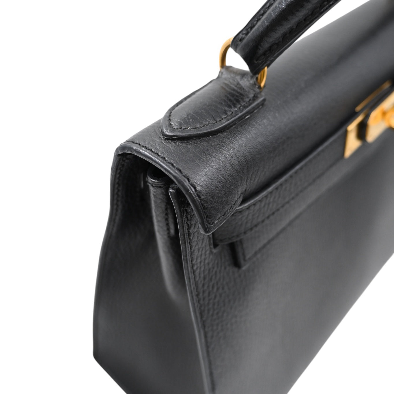 [Pre-owned Hermes Kelly 28 K28 Black Ardennes Stamp Square C handbag