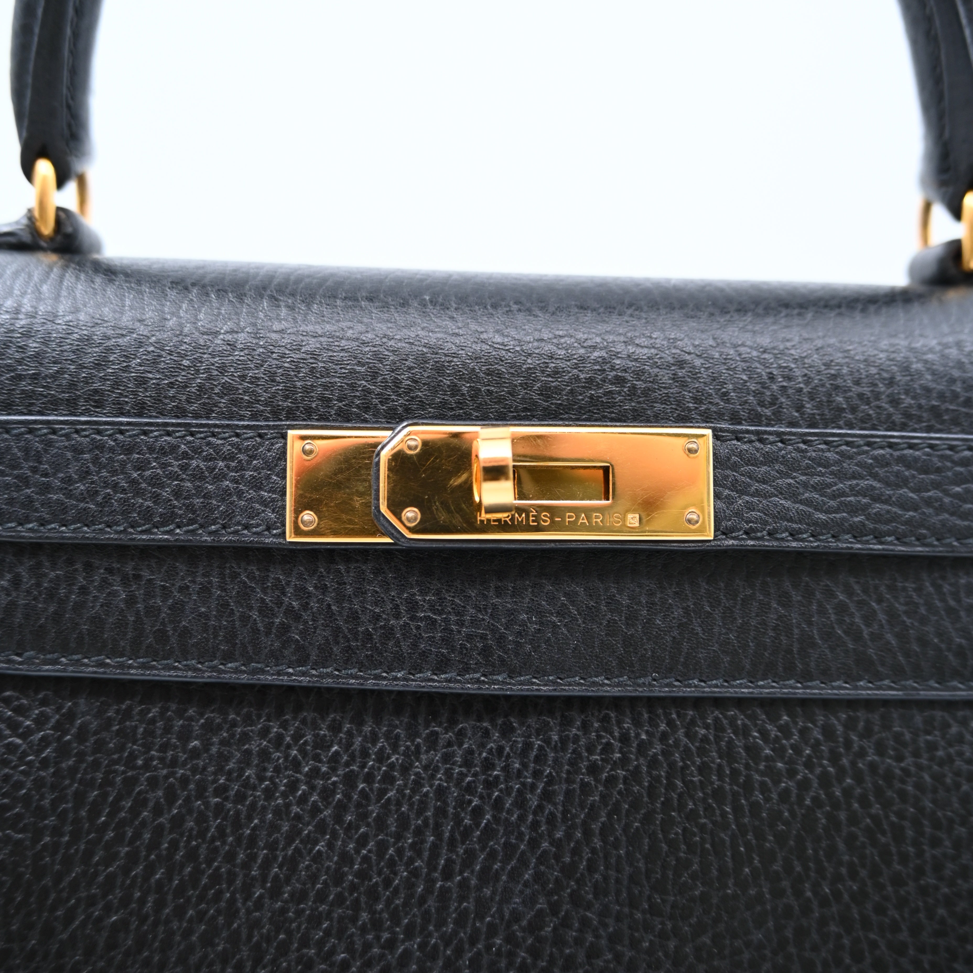 [Pre-owned Hermes Kelly 28 K28 Black Ardennes Stamp Square C handbag