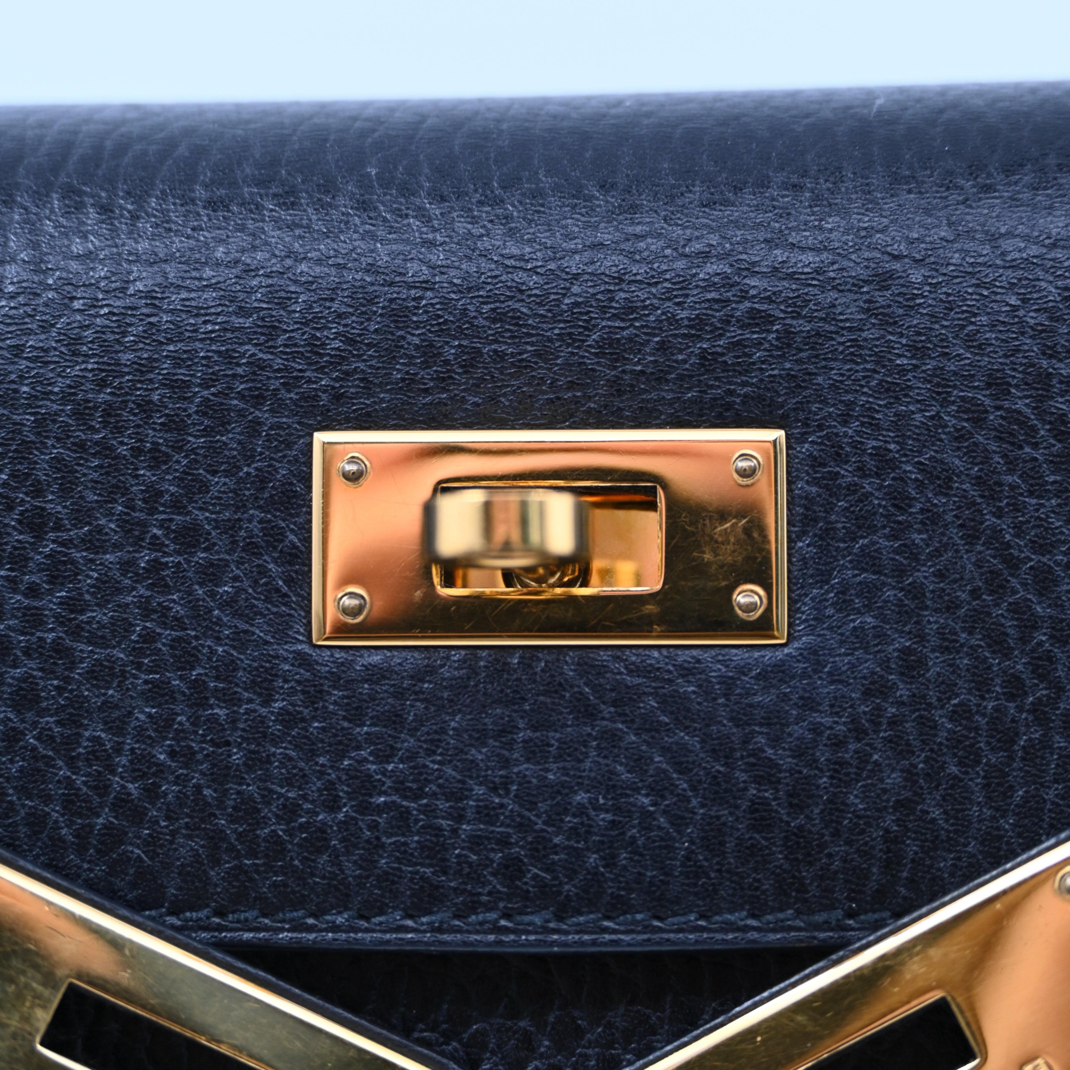 [Pre-owned Hermes Kelly 28 K28 Black Ardennes Stamp Square C handbag