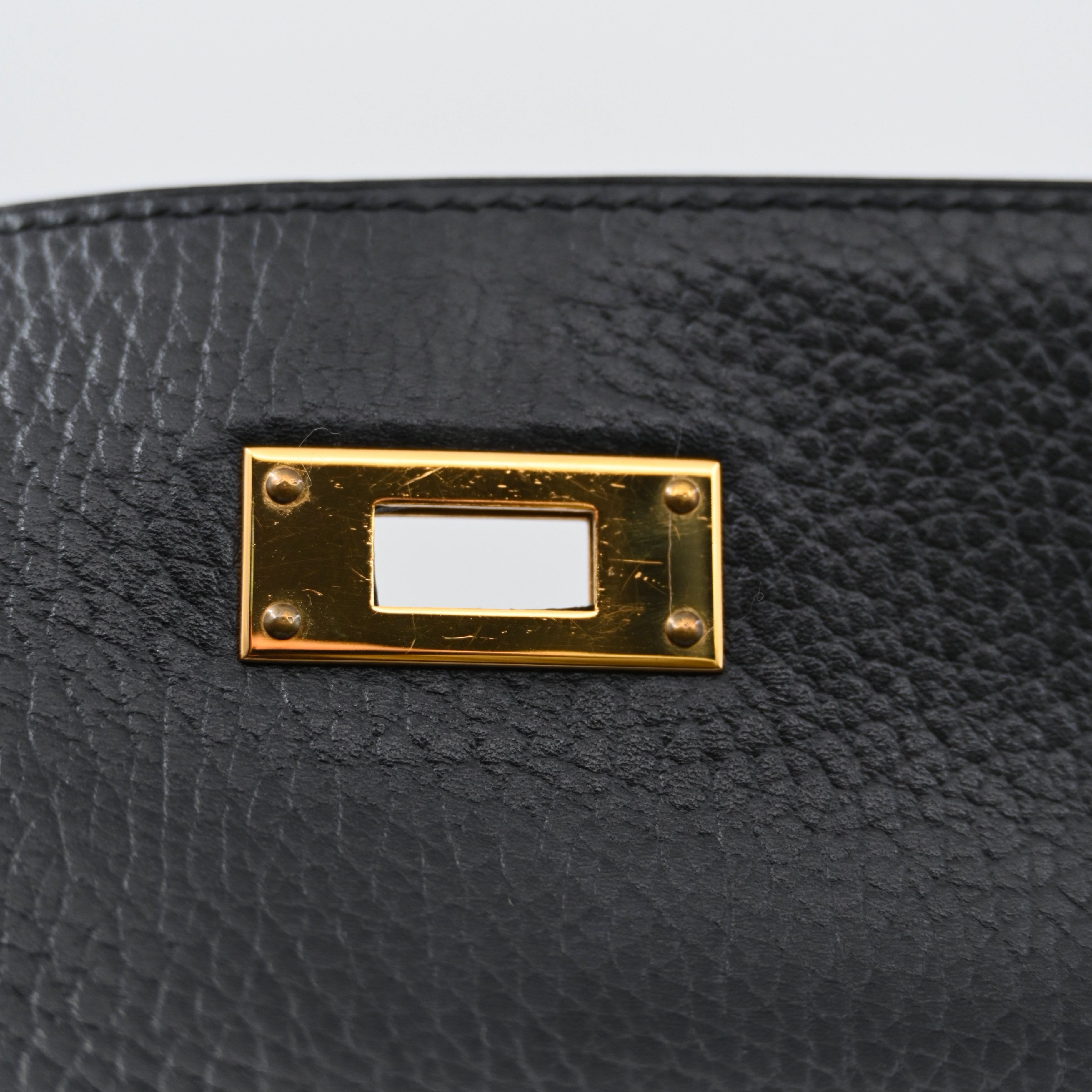 [Pre-owned Hermes Kelly 28 K28 Black Ardennes Stamp Square C handbag