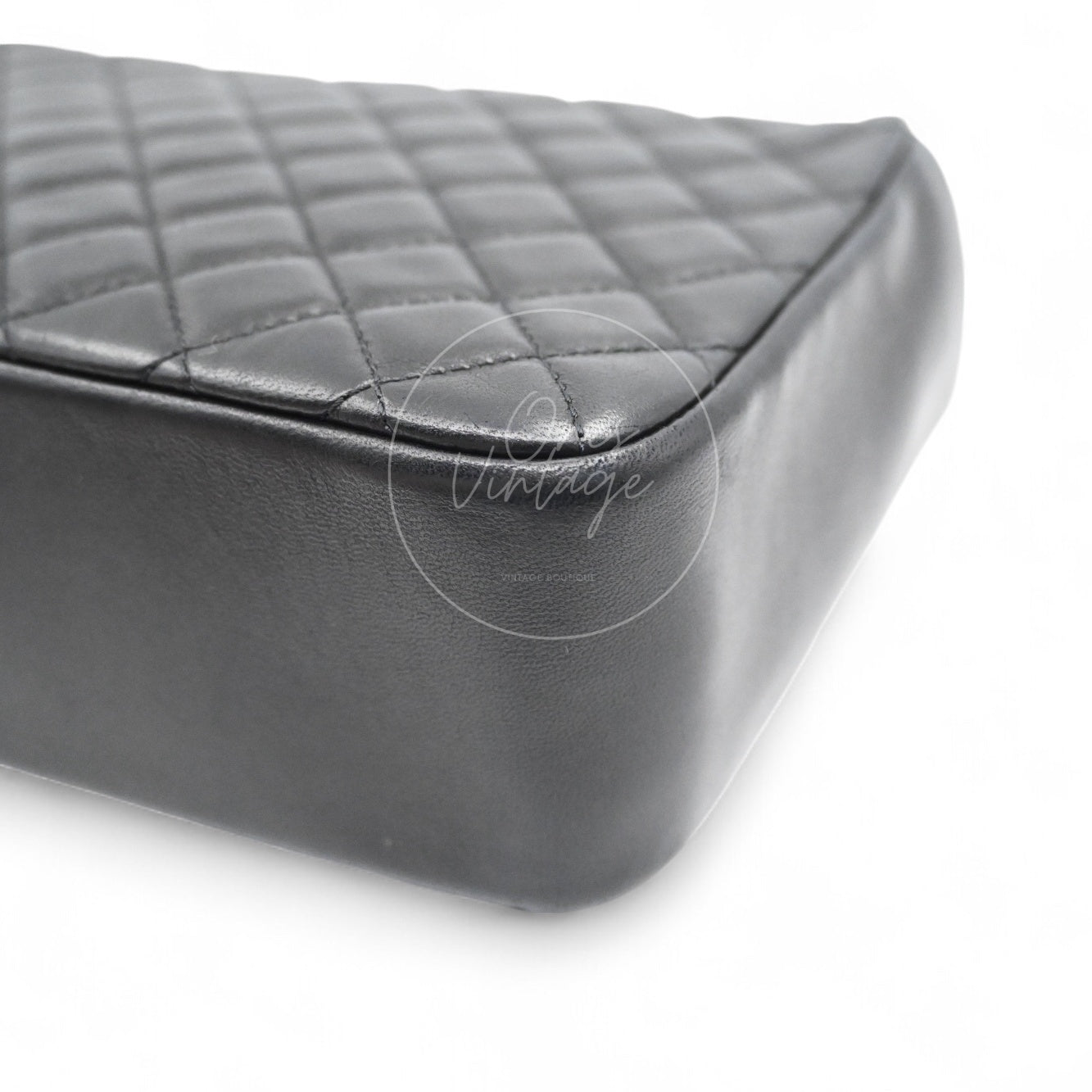 [Pre-owned] Chanel Westminster Pearl Black Lambskin Medium Classic Flap Bag With Pearl Chain