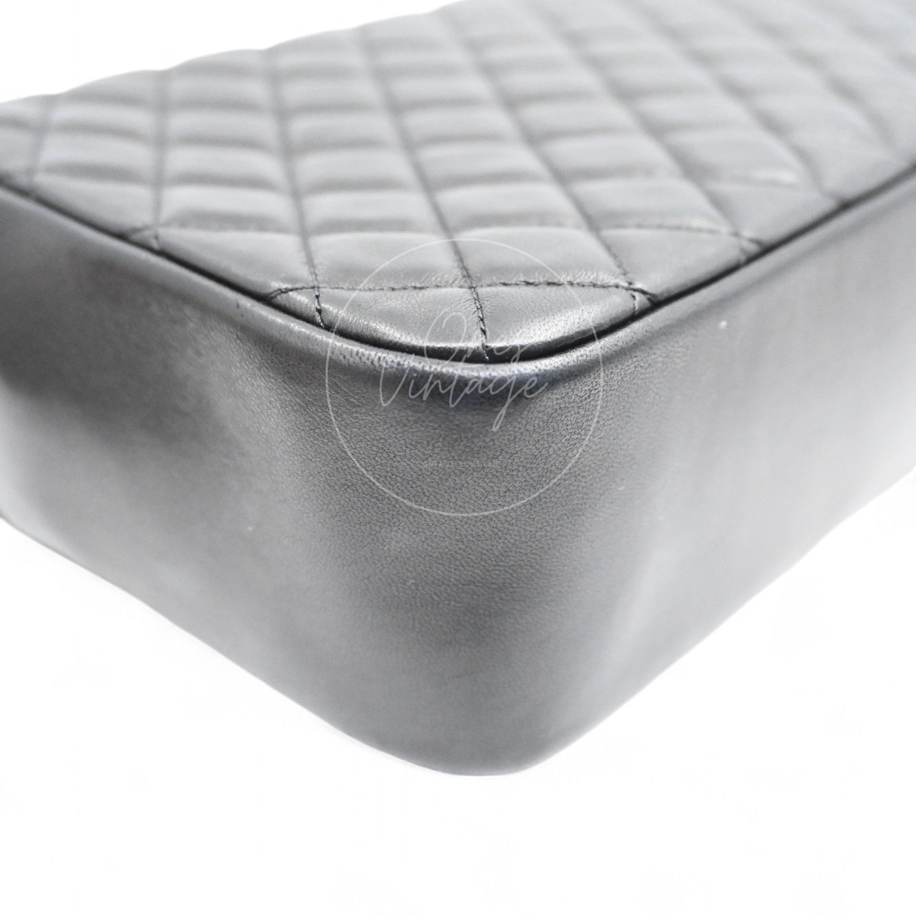 [Pre-owned] Chanel Westminster Pearl Black Lambskin Medium Classic Flap Bag With Pearl Chain