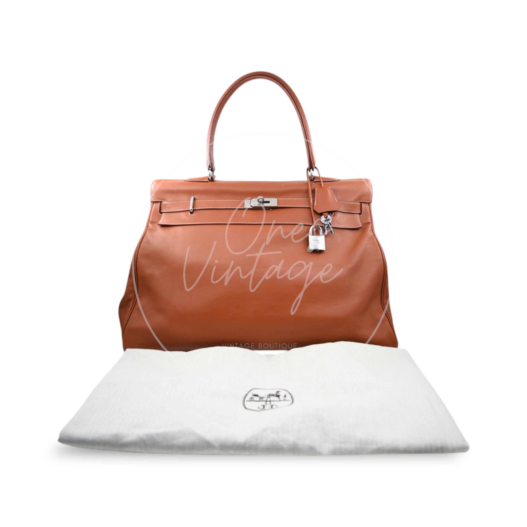 Hermès Kelly 50 Relax in Fauve Sikkim leather with palladium-plated hardware, Square N stamp, full set with dust bag, padlock, clochette and keys