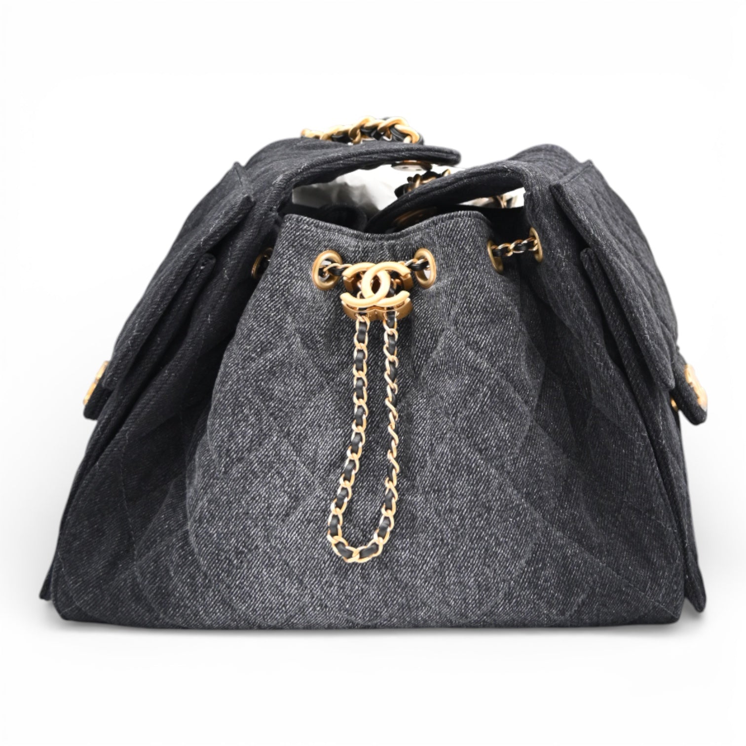 [Unused] Chanel 25 Small Black Denim Handbag