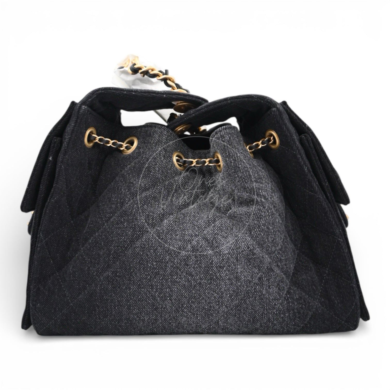 [Unused] Chanel 25 Small Black Denim Handbag