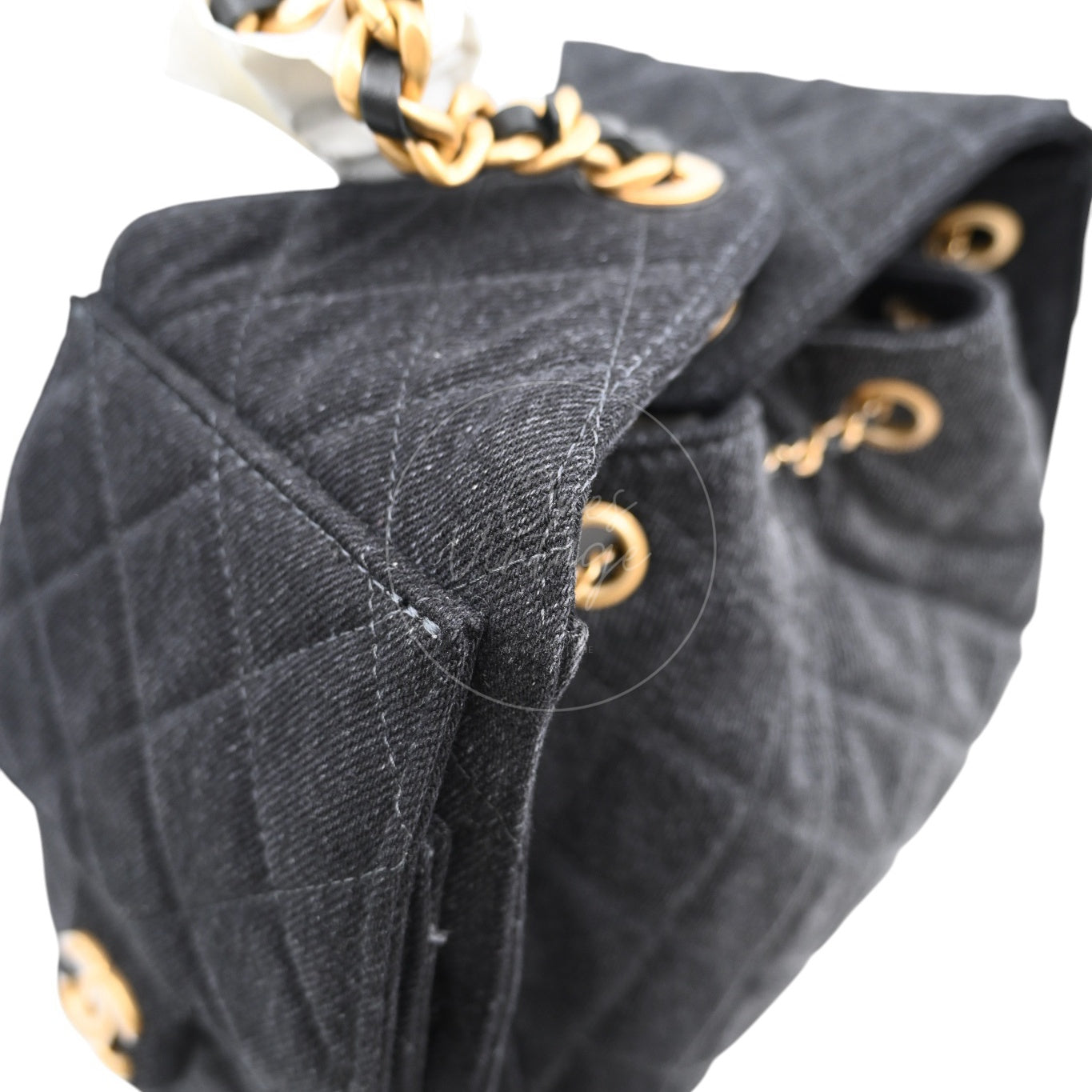 [Unused] Chanel 25 Small Black Denim Handbag