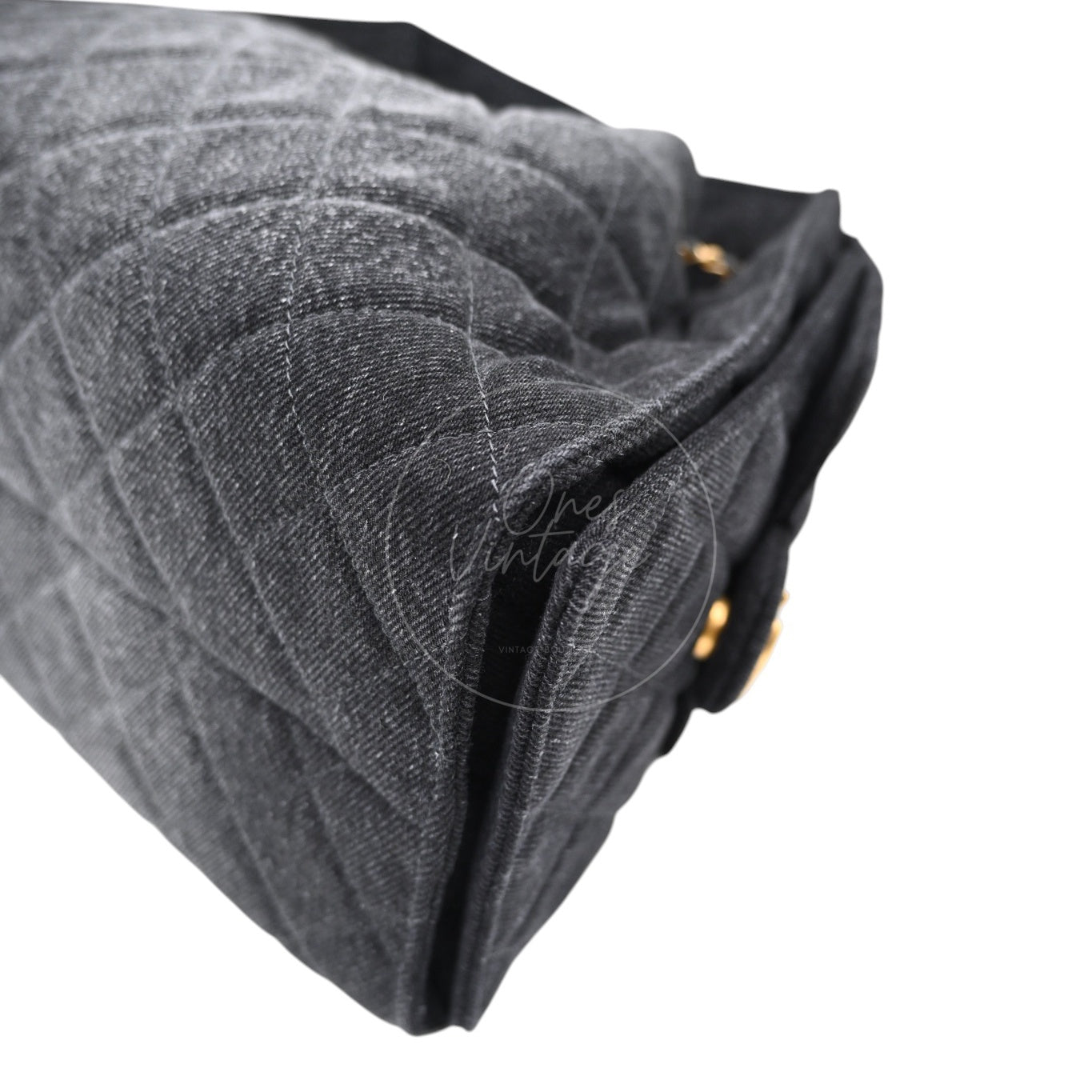 [Unused] Chanel 25 Small Black Denim Handbag