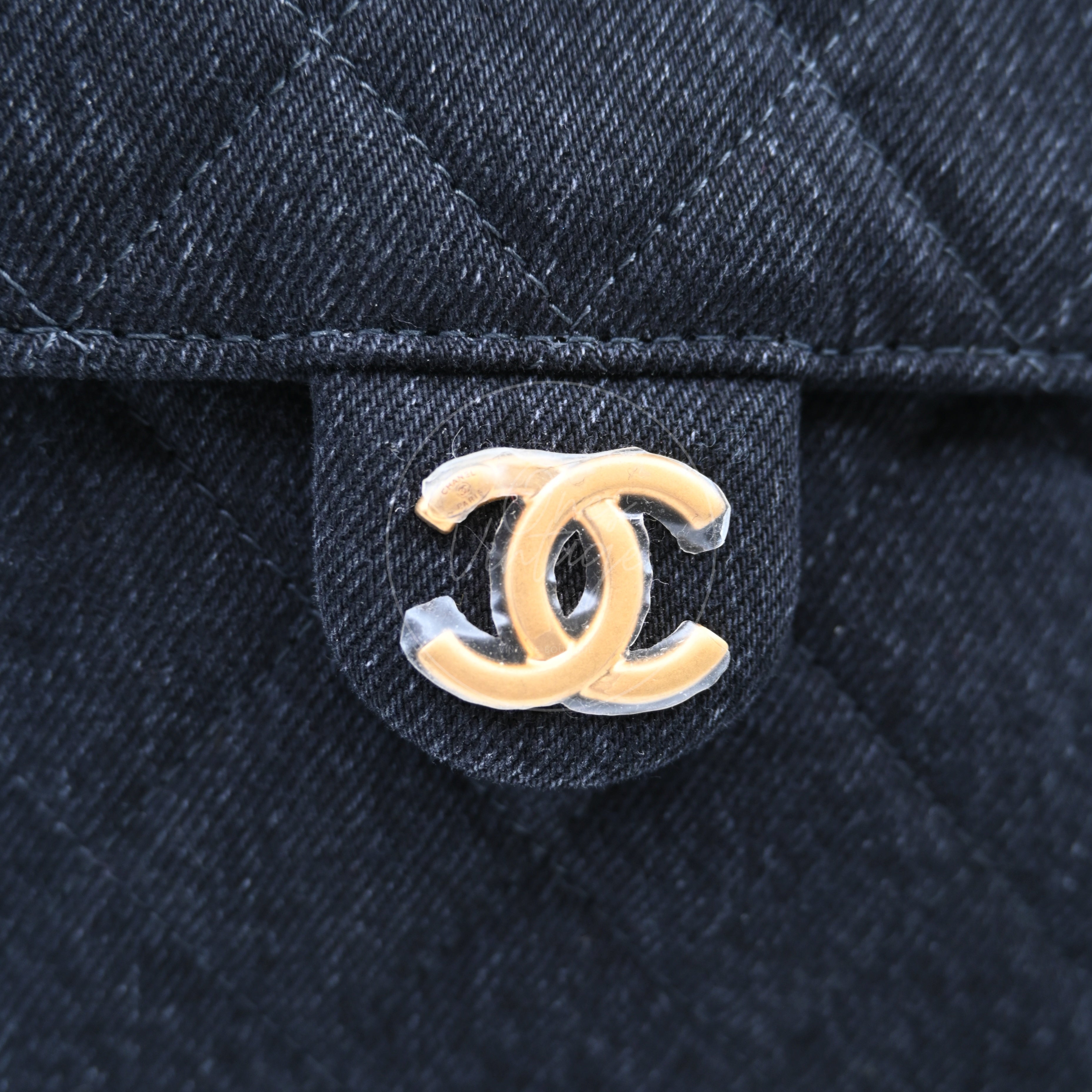 [Unused] Chanel 25 Small Black Denim Handbag