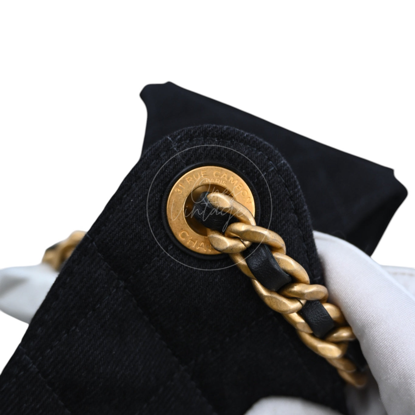 [Unused] Chanel 25 Small Black Denim Handbag