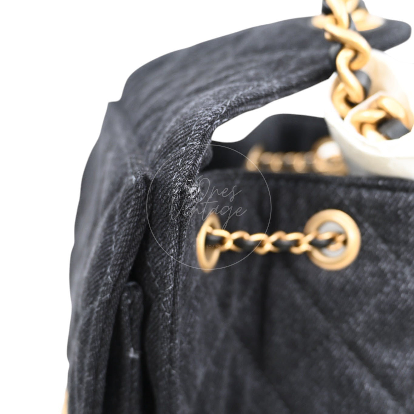 [Unused] Chanel 25 Small Black Denim Handbag