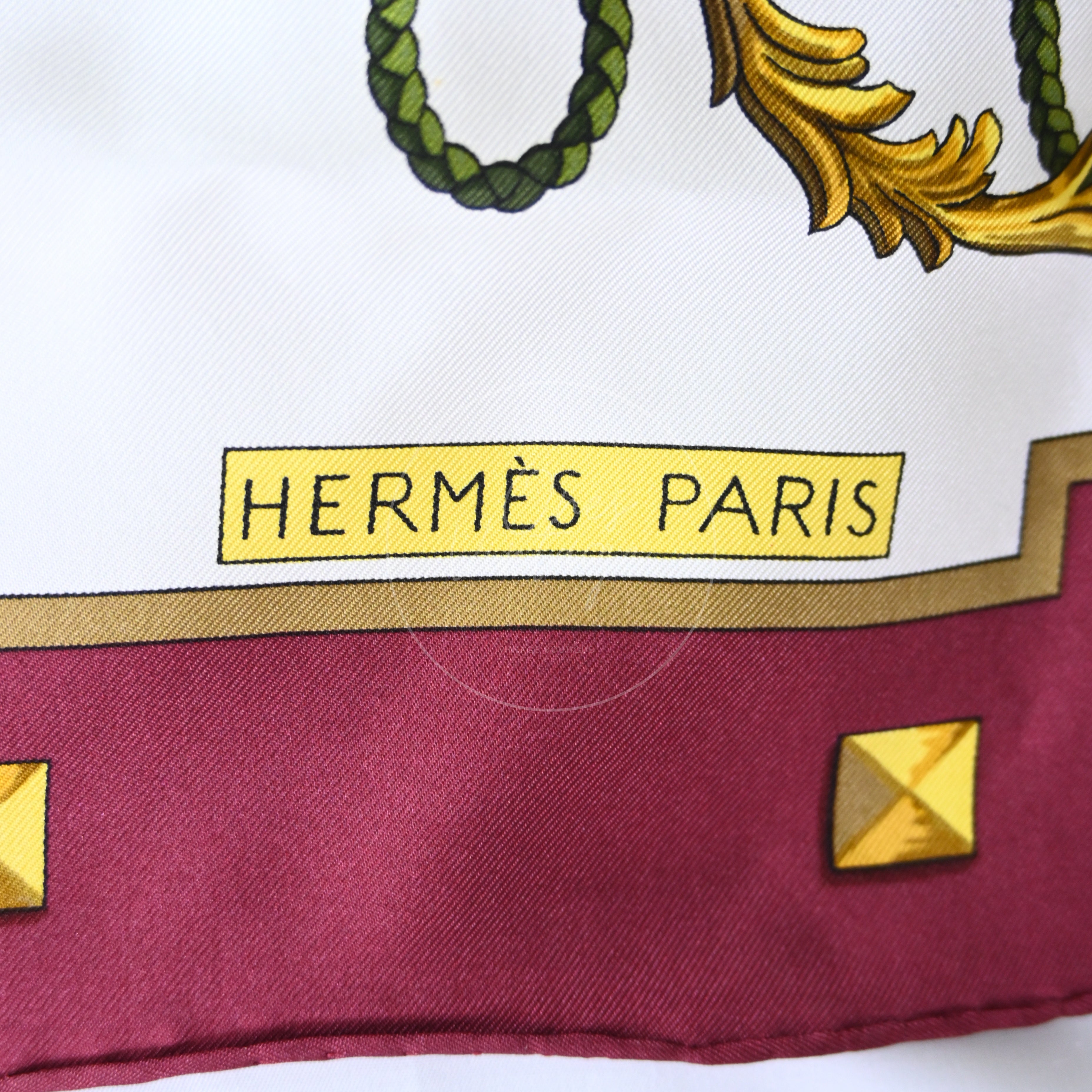 [Pre-owned] Hermes Carre 90 Keys Les Cles Red Square Scarf