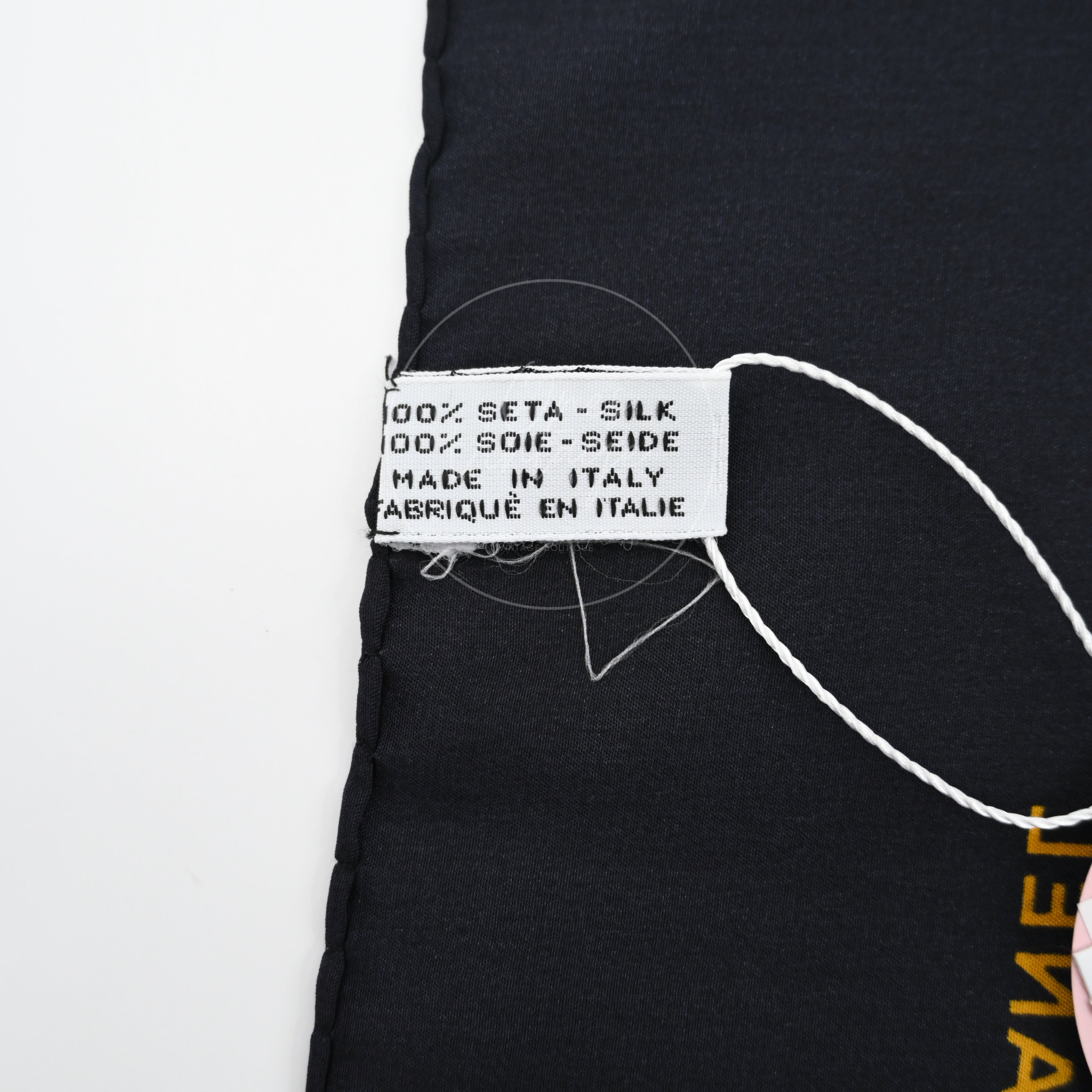 [Pre-owned] Chanel Coco Chanel Mademoiselle Pattern Black Square Scarf