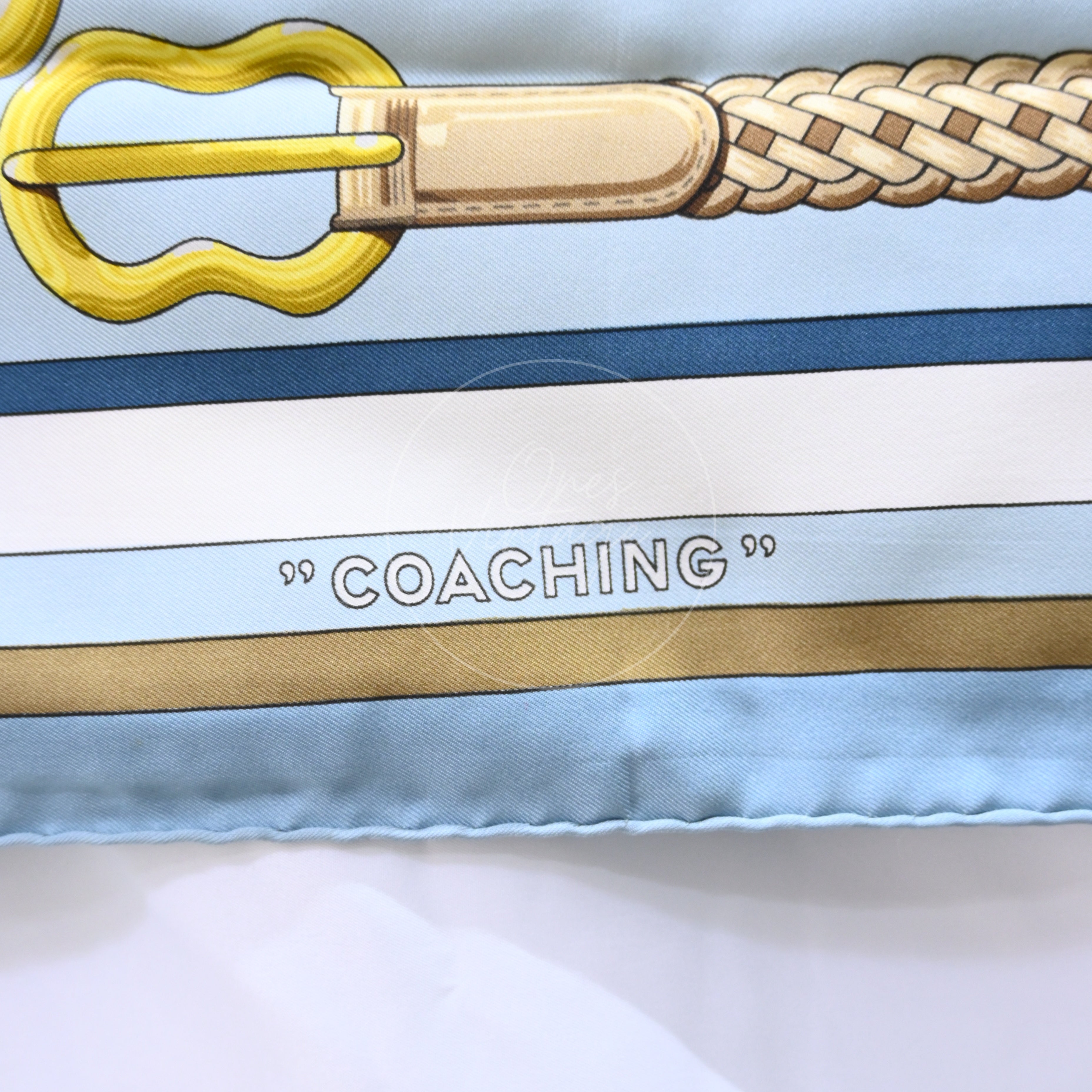 [Pre-owned] Hermes Carre 90 Coaching Light Blue Square Scarf