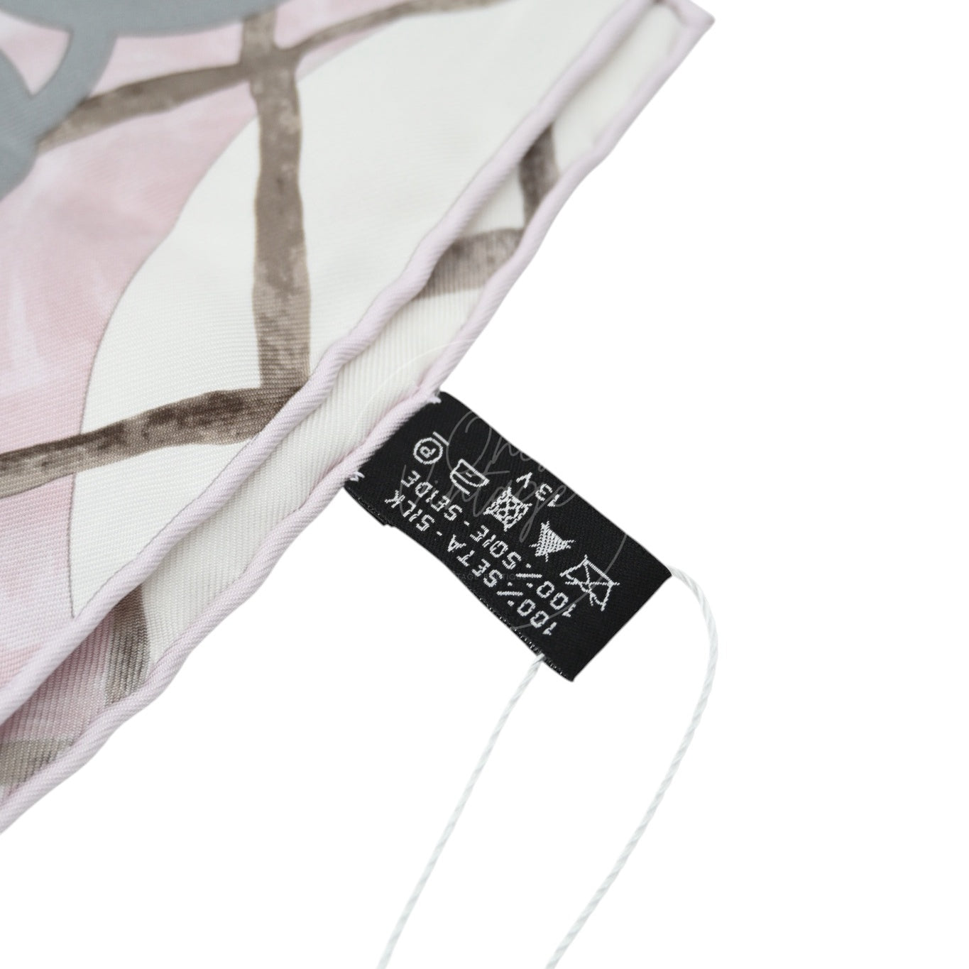 [Pre-owned] Chanel Pink Checkered with White Camellia Pattern Square Scarf