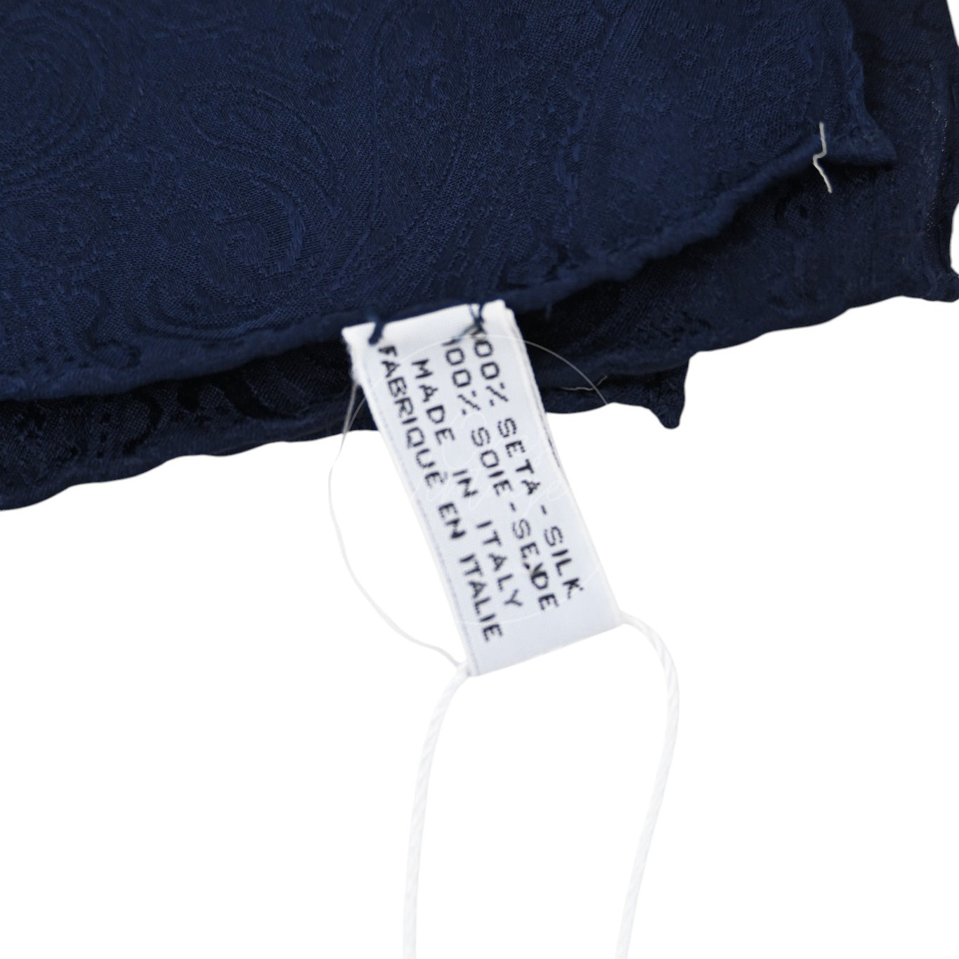 [Pre-owned] Chanel CC Mark Charms Chain Pattern Navy Square Scarf