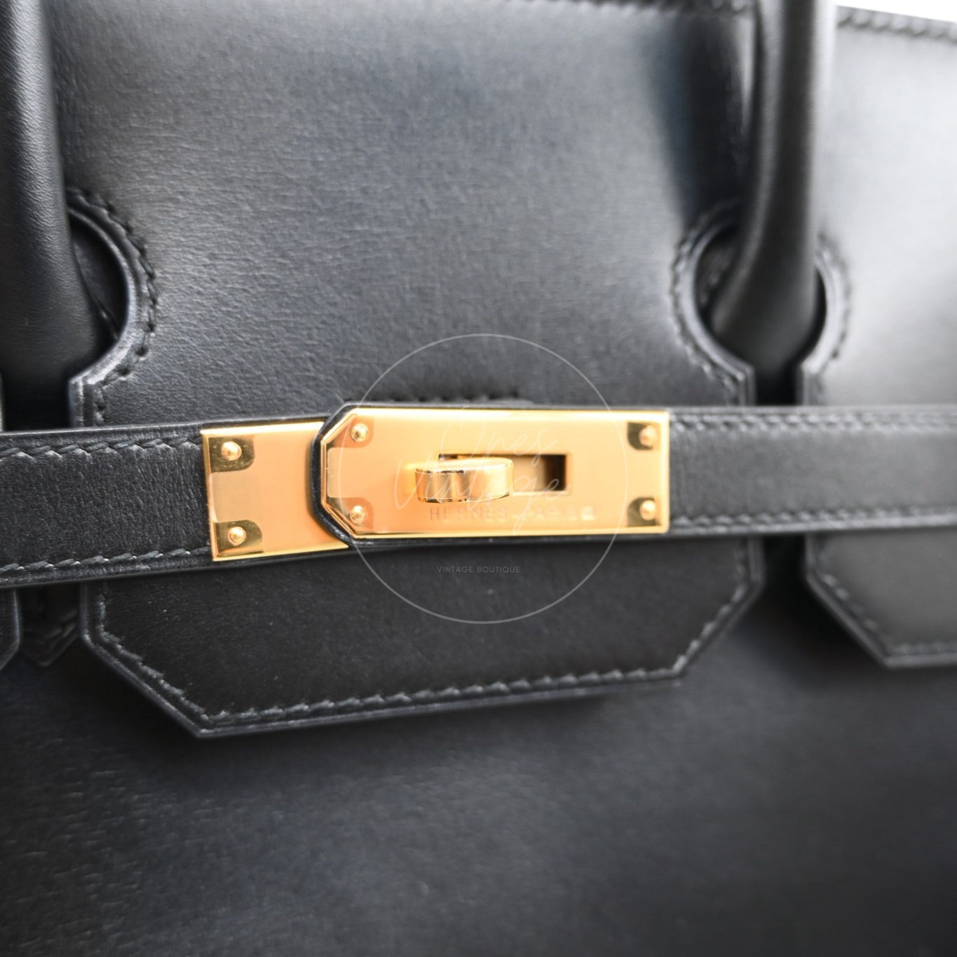 Hermes Birkin HAC 32 Box Calfskin GHW Black Square A