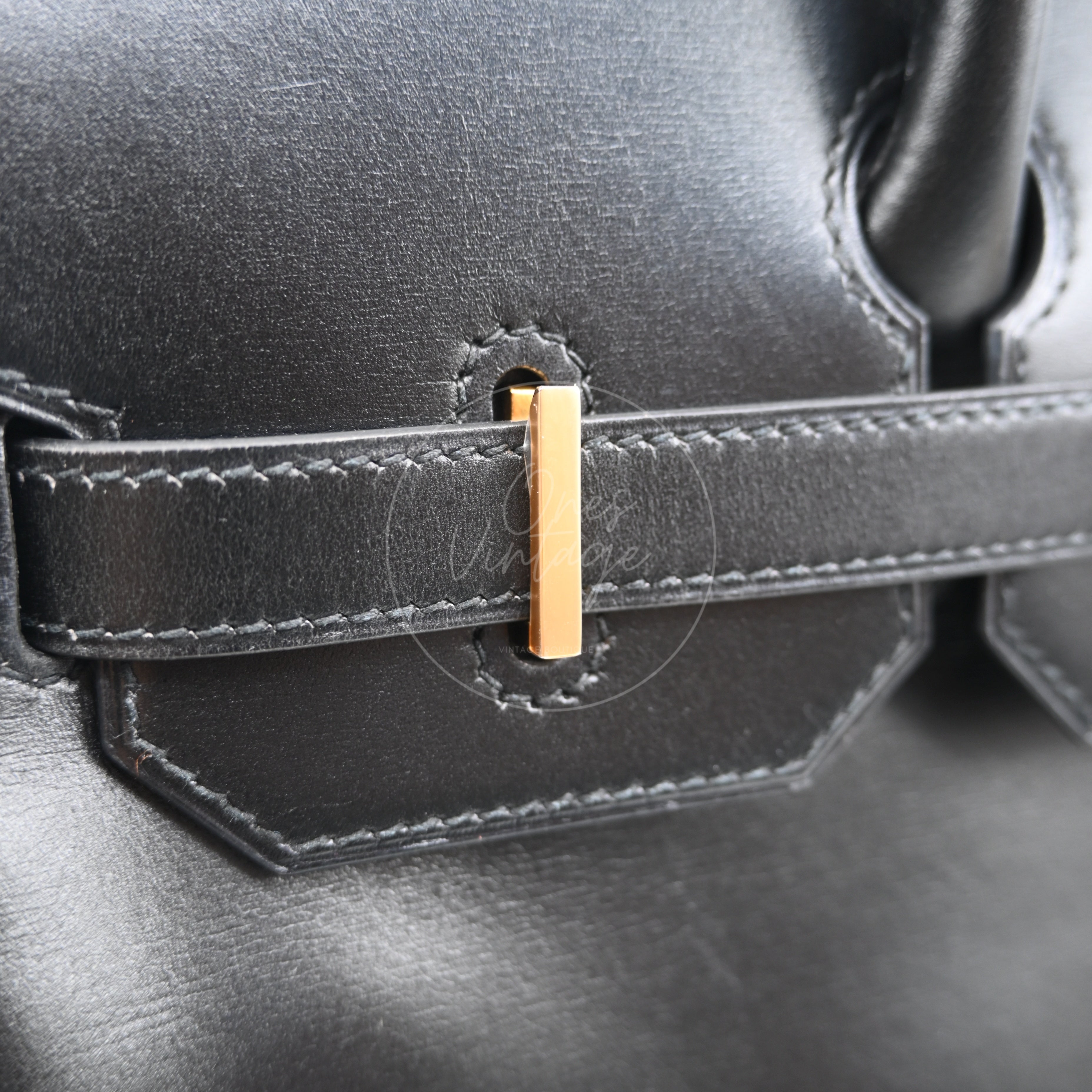 Hermes Birkin HAC 32 Box Calfskin GHW Black Square A