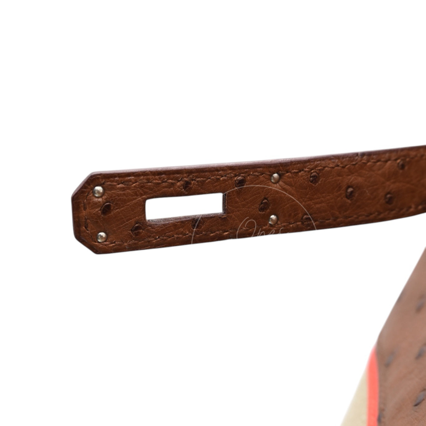 [Pre-owned] Hermes So Kelly 26 Etrusque and Orange Poppy Ostrich and Toile PHW