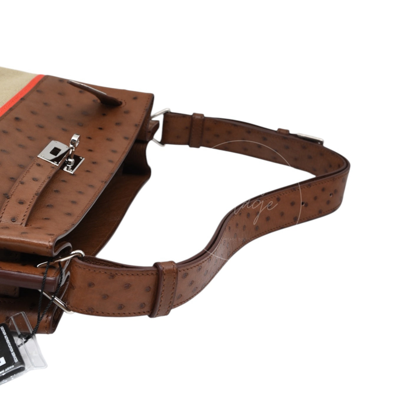 [Pre-owned] Hermes So Kelly 26 Etrusque and Orange Poppy Ostrich and Toile PHW