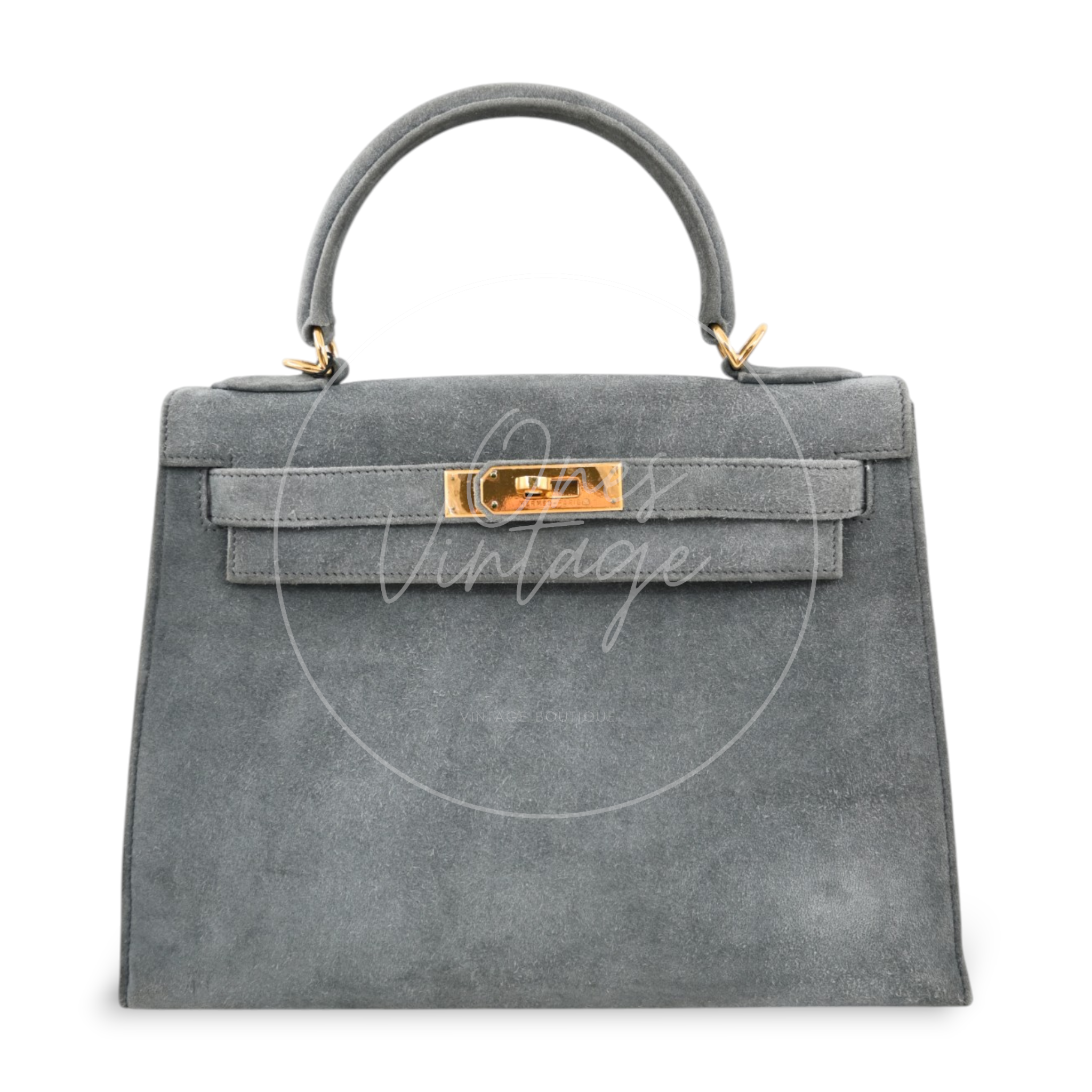 Hermes Kelly 28 Doblis Suede Gris GWH Square D