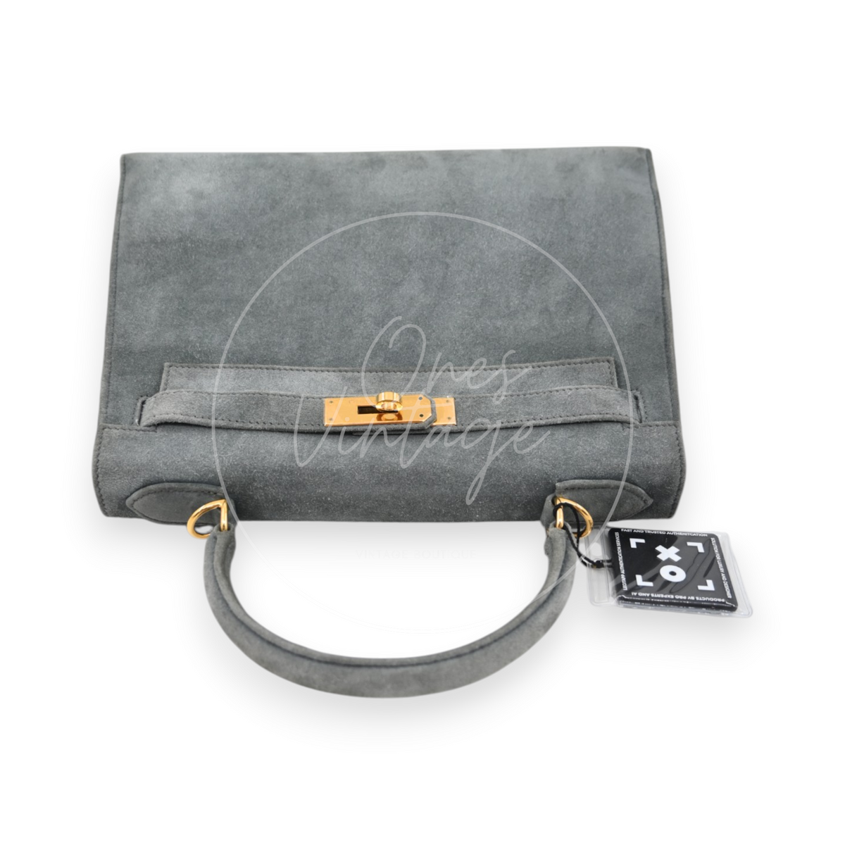 Hermes Kelly 28 Doblis Suede Gris GWH Square D