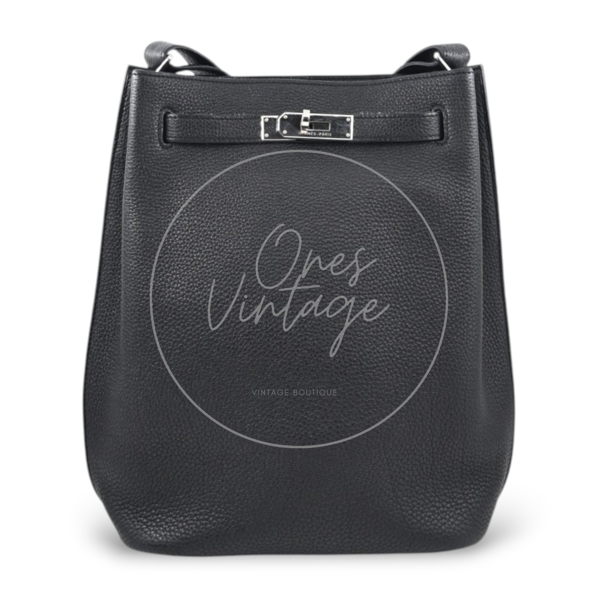 Hermes So Kelly 22 Black PHW Square L