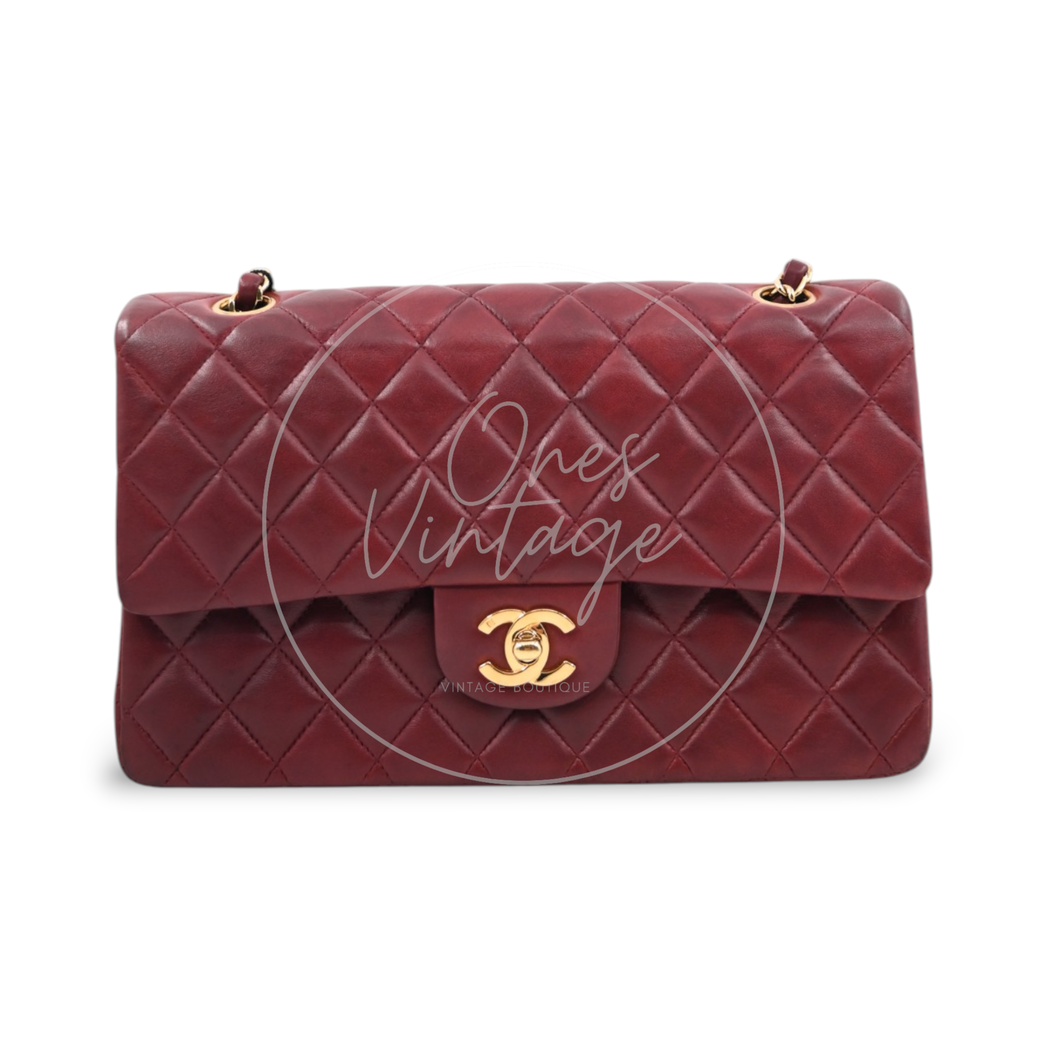 Chanel Medium Classic Double Flap Bag Lambskin Dark Red GHW Series 7