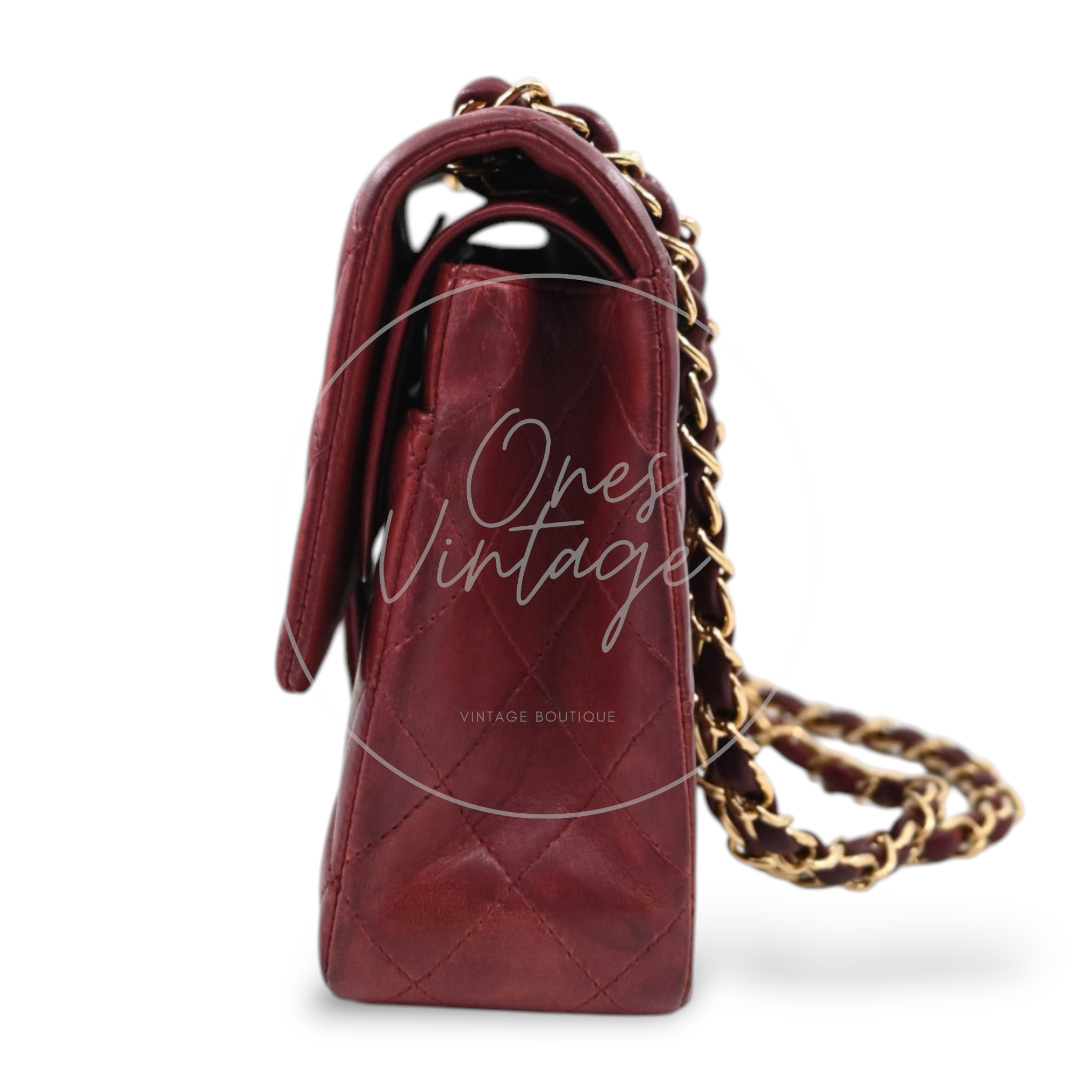Chanel Medium Classic Double Flap Bag Lambskin Dark Red GHW Series 7
